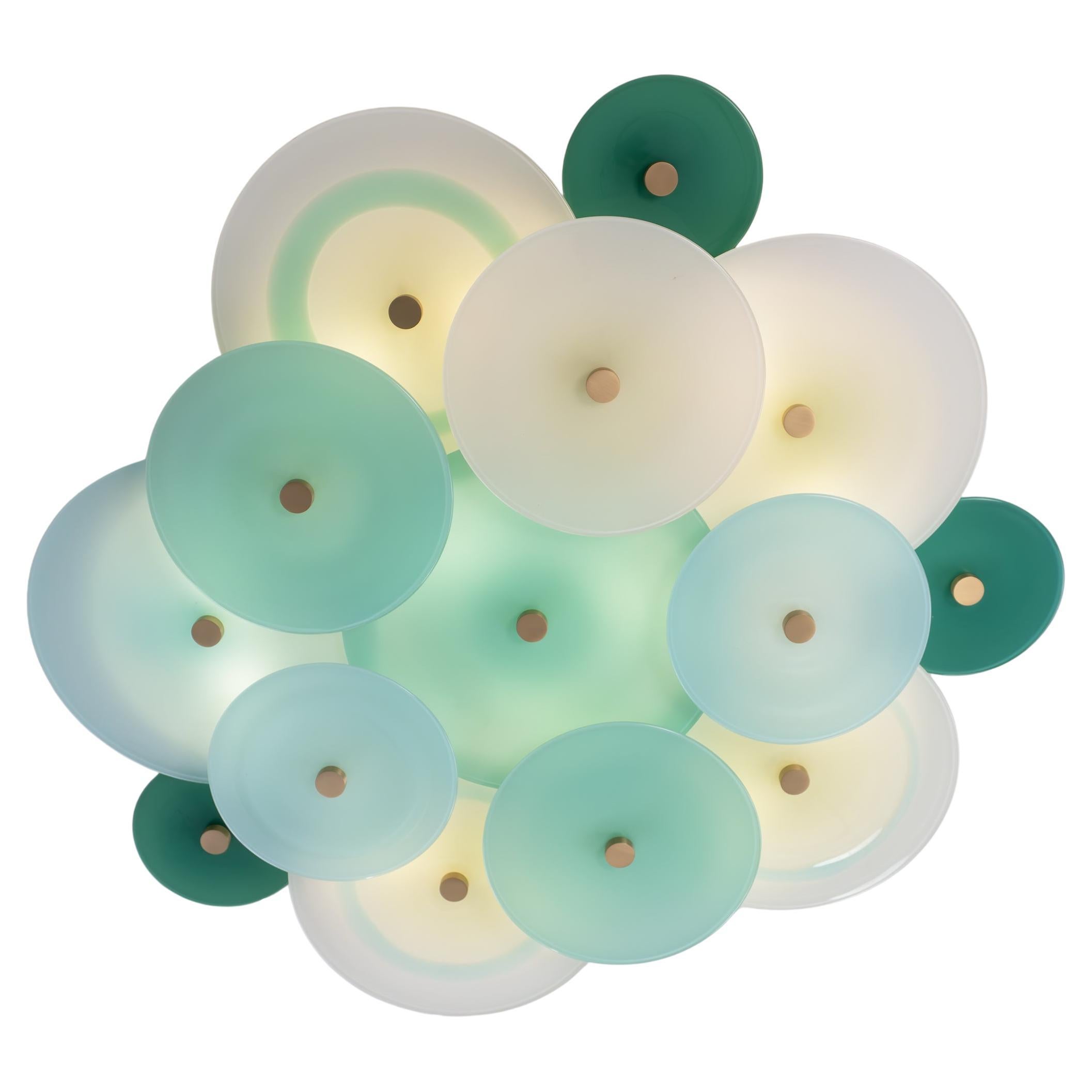 Nymphaea Chandelier: Cool Neutral Solid Color Glass by Avram Rusu Studio For Sale