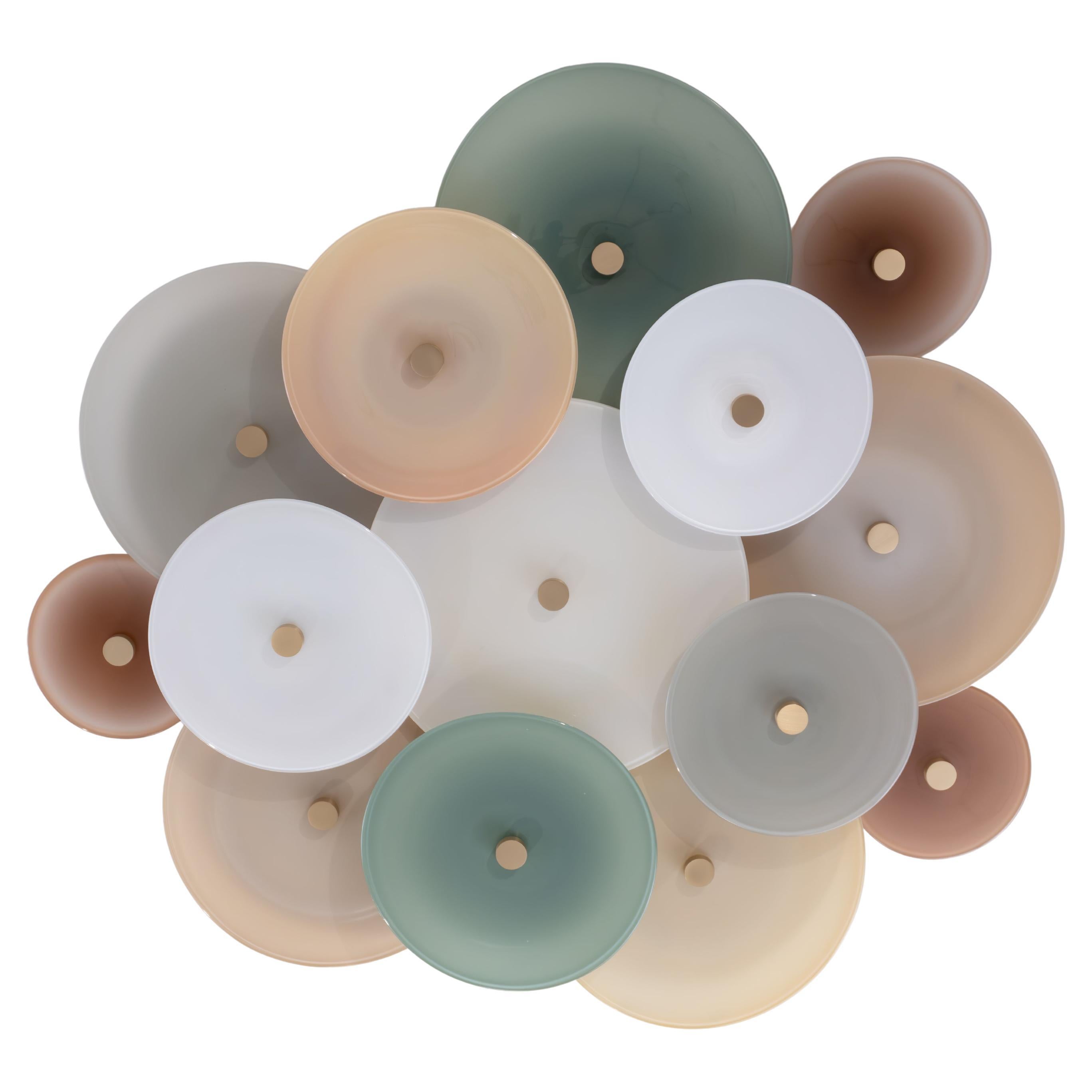 Nymphaea Chandelier: Warm Neutral Solid Color Glass by Avram Rusu Studio