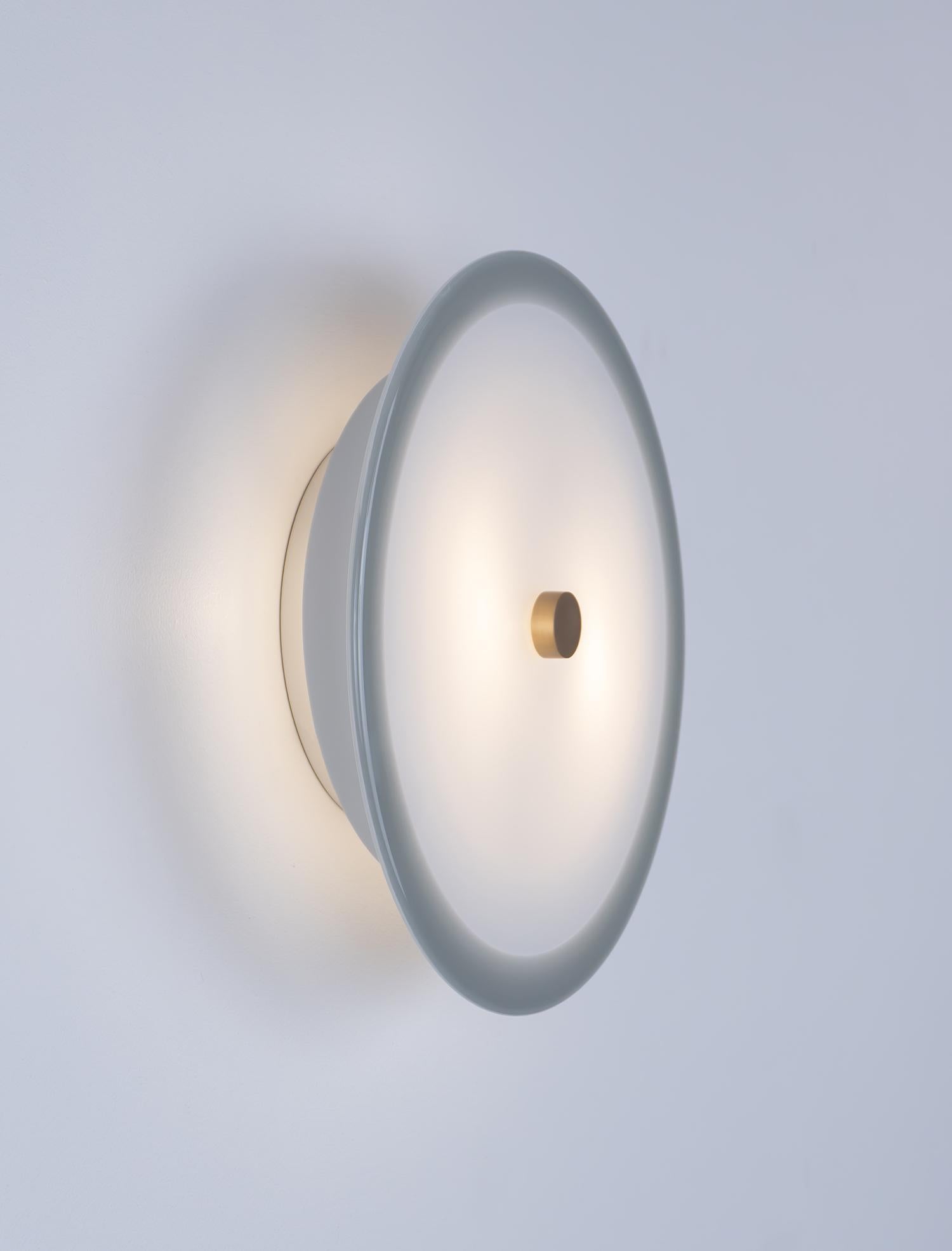 Modern Nymphaea Sconce: White with Beige Contrast Edge Glass by Avram Rusu Studio For Sale
