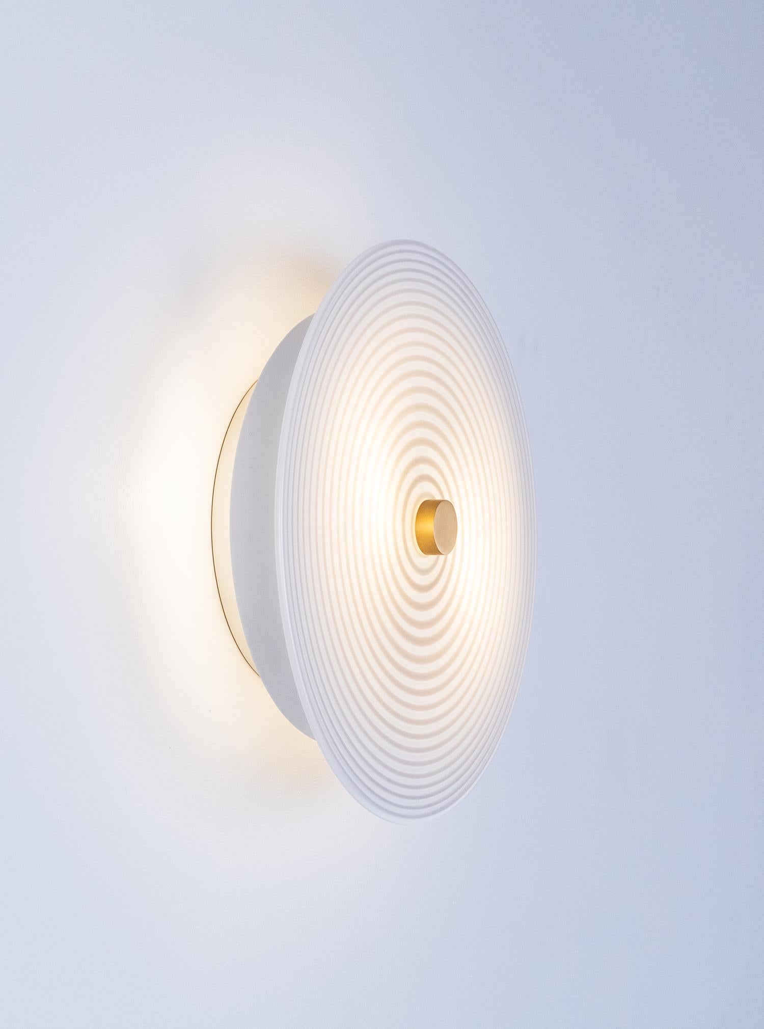 American Nymphaea Sconce: White with Beige Contrast Edge Glass by Avram Rusu Studio For Sale