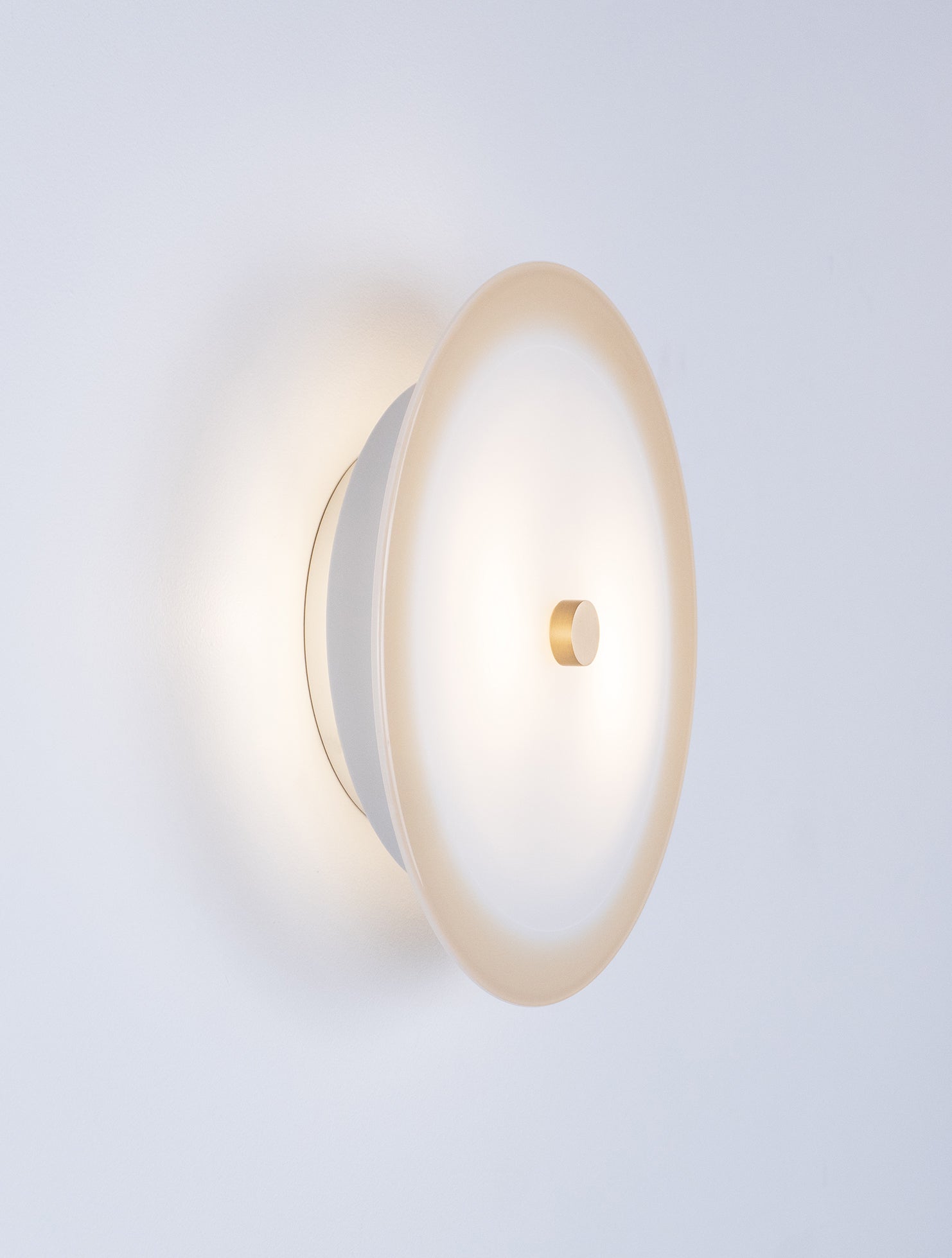 Modern Nymphaea Sconce: White with Grey Contrast Edge Glass by Avram Rusu Studio For Sale