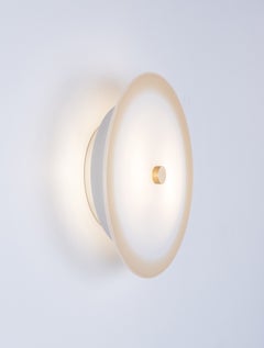 Nymphaea Sconce: White with Mocha Contrast Edge Glass by Avram Rusu Studio