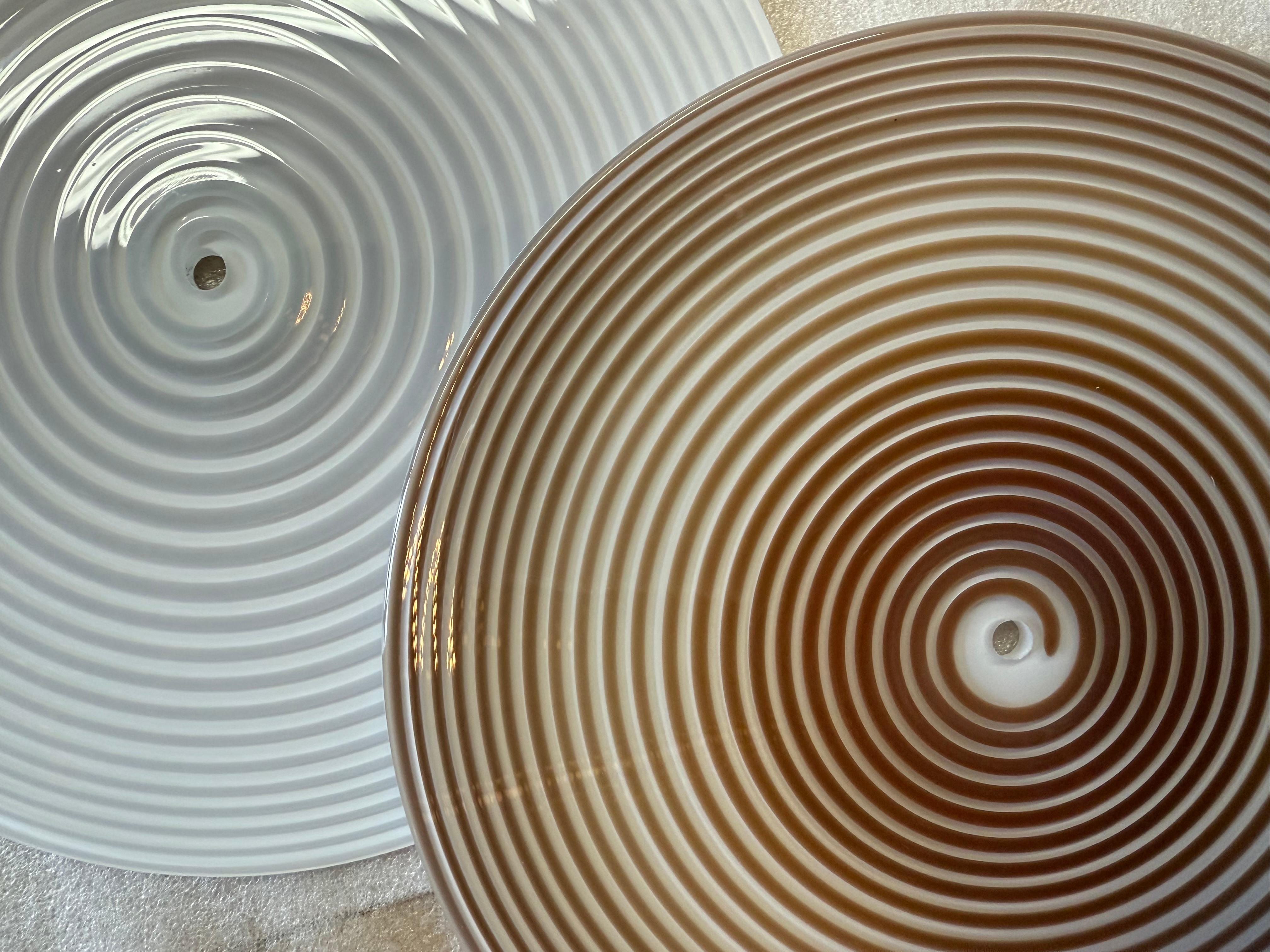Brushed Nymphaea Sconce: White with Mocha Contrast Edge Glass by Avram Rusu Studio For Sale