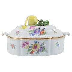 Nymphenburg, Germany. Hand-painted porcelain lidded tureen. Approx. 1930s