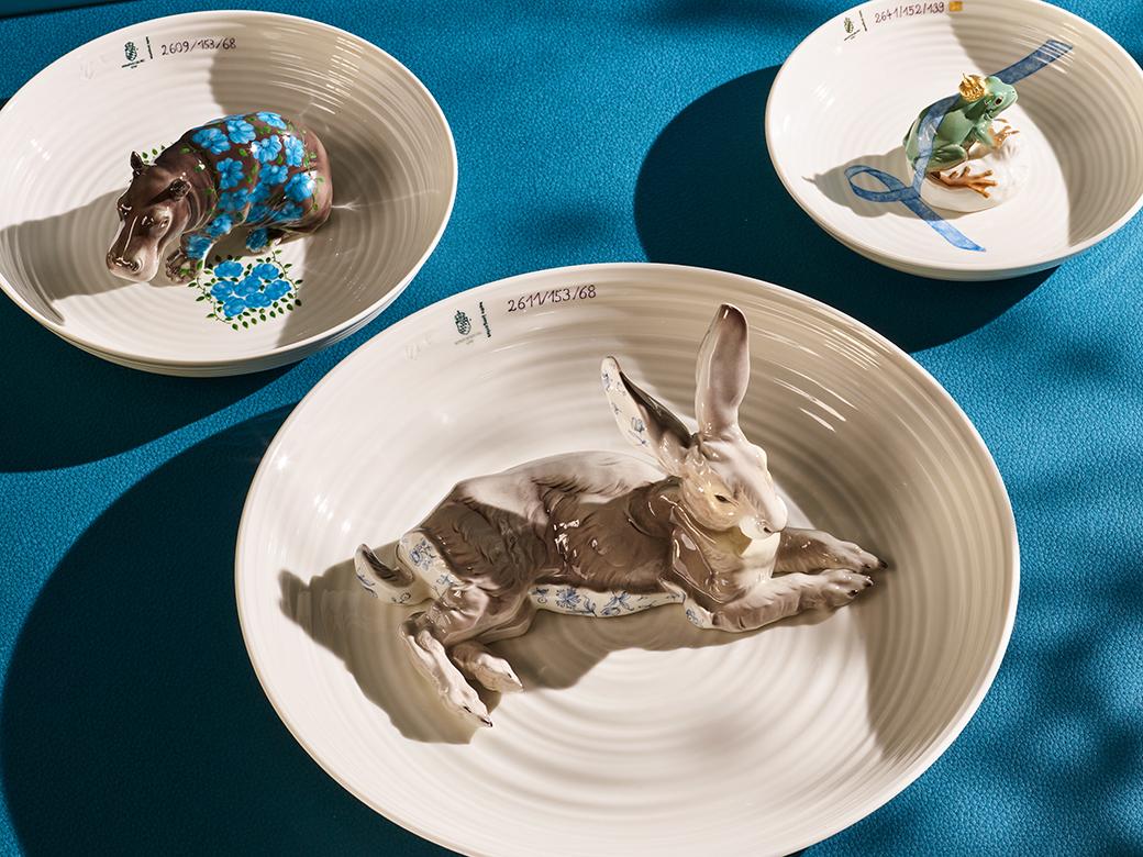 Fait main Bol en porcelaine de Nymphenburg Hella Jongerius peint à la main en vente