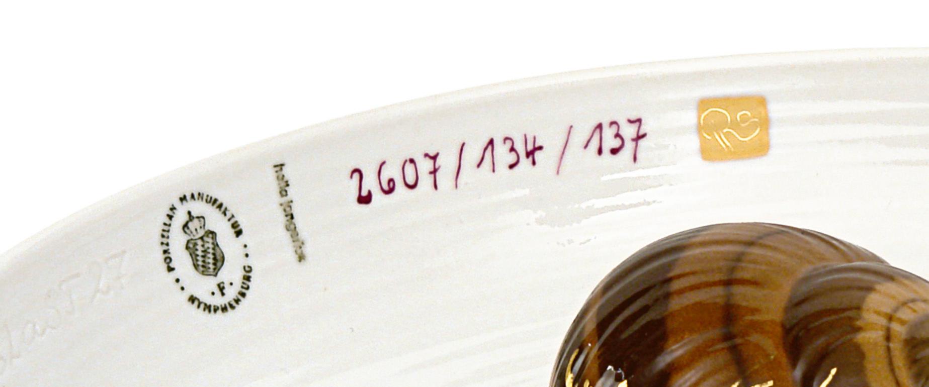 Nymphenburg Hella Jongerius Cuenco caracol porcelana pintada a mano Alemán en venta