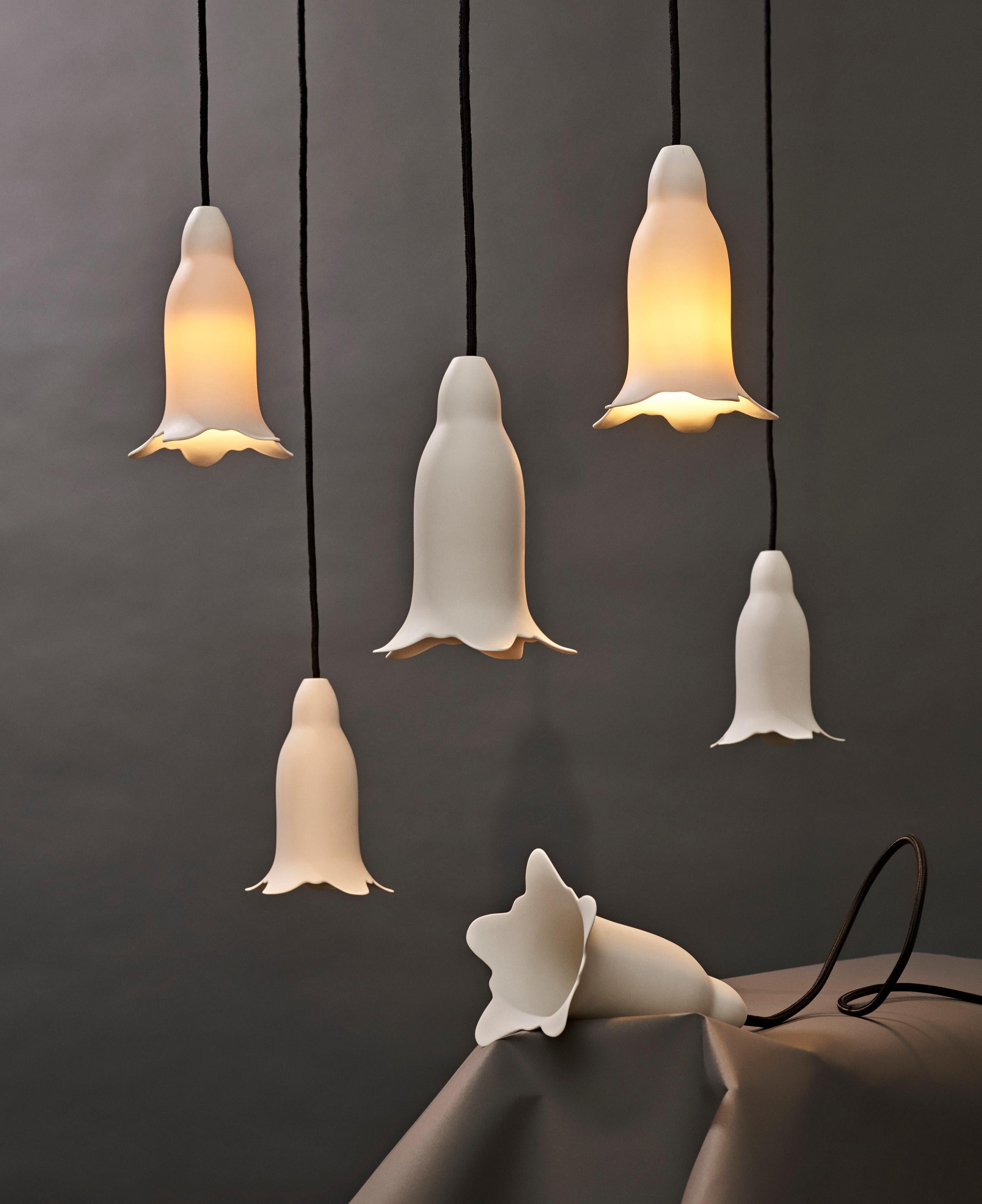Grupo de lámparas de techo Nymphenburg Porcelain - Gentiana Alba - Cables textiles Vaciado en venta