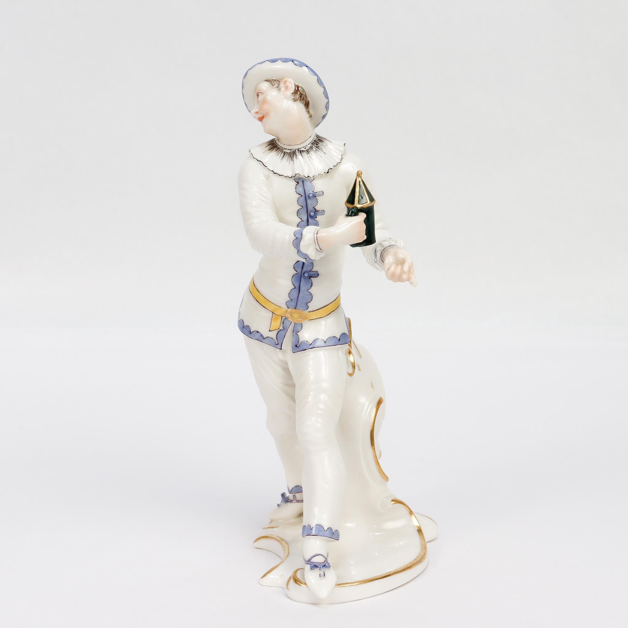 Allemand Nymphenburg Porcelain Commedia Dell'Arte Figure de Pierrot en porcelaine en vente