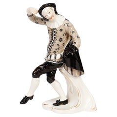 Nymphenburg Porcelain Commedia Dell'Arte Figure of Scaramuz Vintage Nymphenburg Porcelain Commedia Dell'Arte Figure of Scaramuz