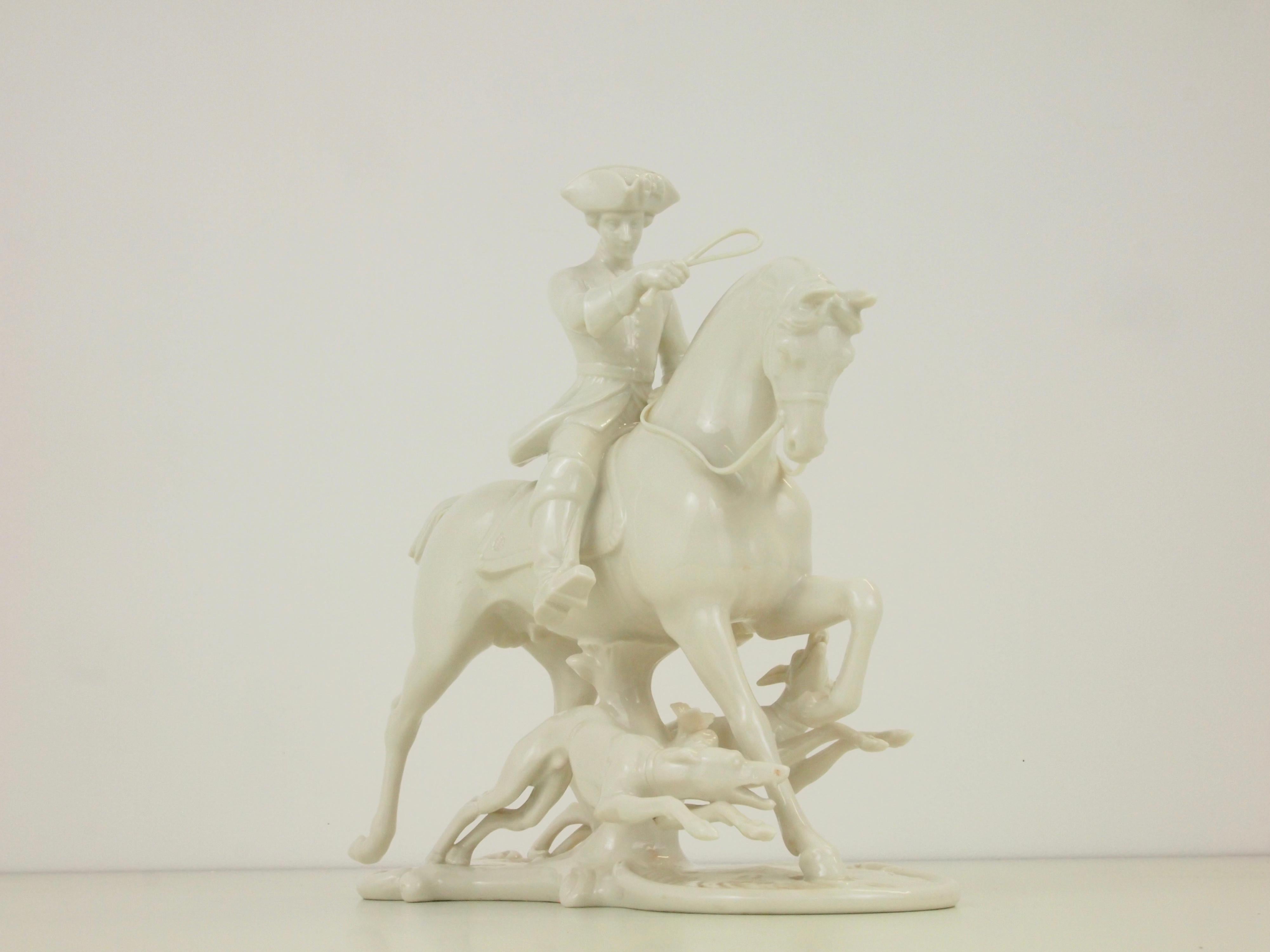 Nymphenburg Porcelain Figurine Depicting a Horse Rider in a Hunting Scene For Sale 2