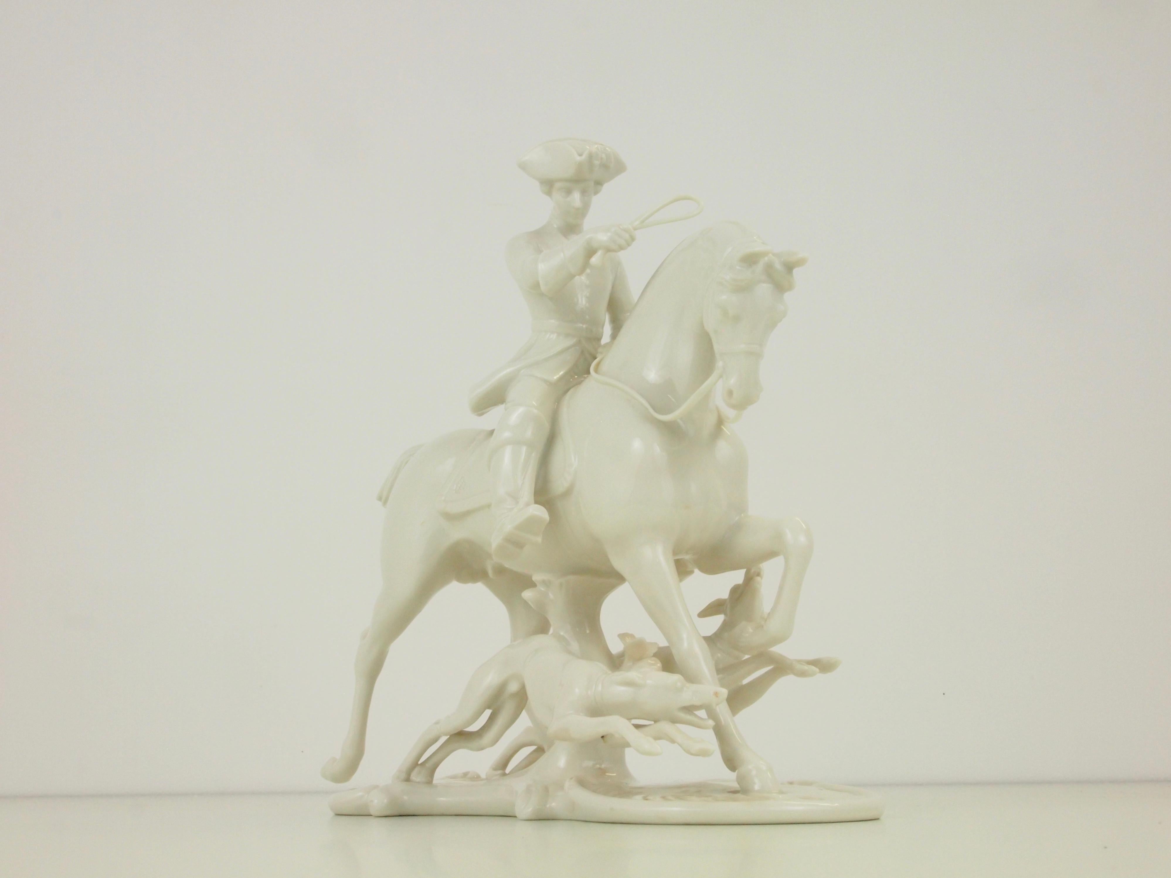 Nymphenburg Porcelain Figurine Depicting a Horse Rider in a Hunting Scene For Sale 3