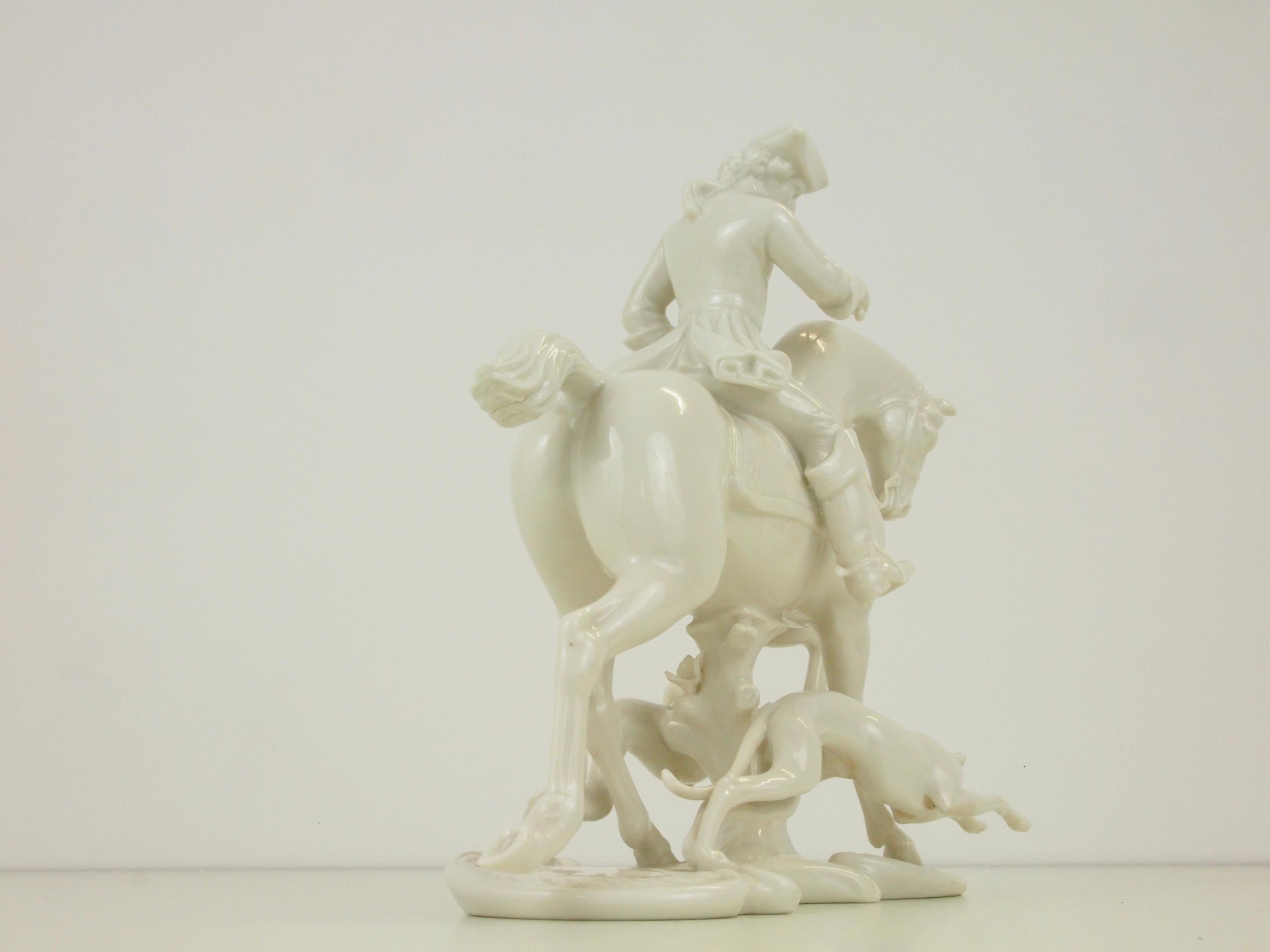 Nymphenburg Porcelain Figurine Depicting a Horse Rider in a Hunting Scene For Sale 5