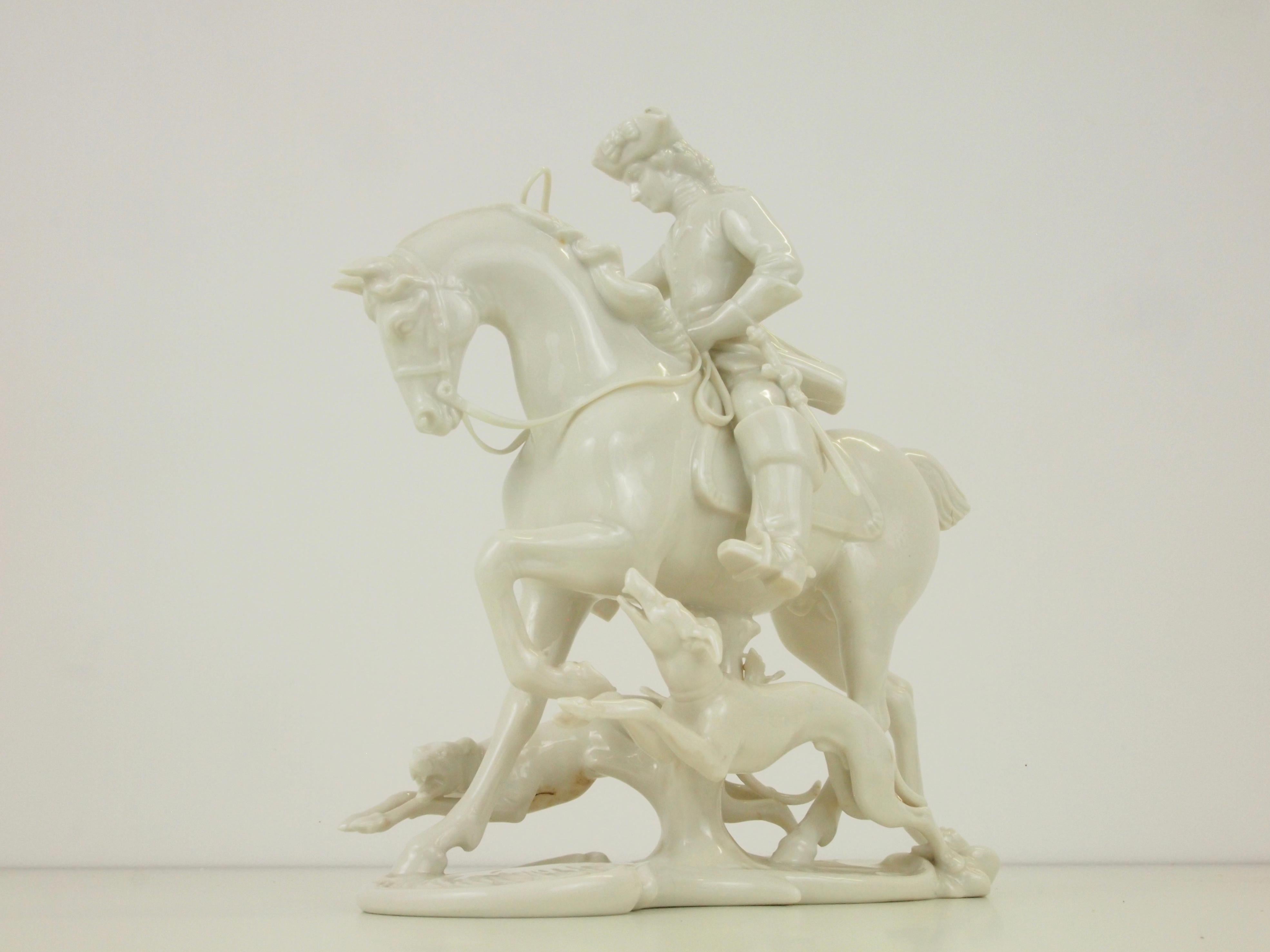 Nymphenburg Porcelain Figurine Depicting a Horse Rider in a Hunting Scene For Sale 7