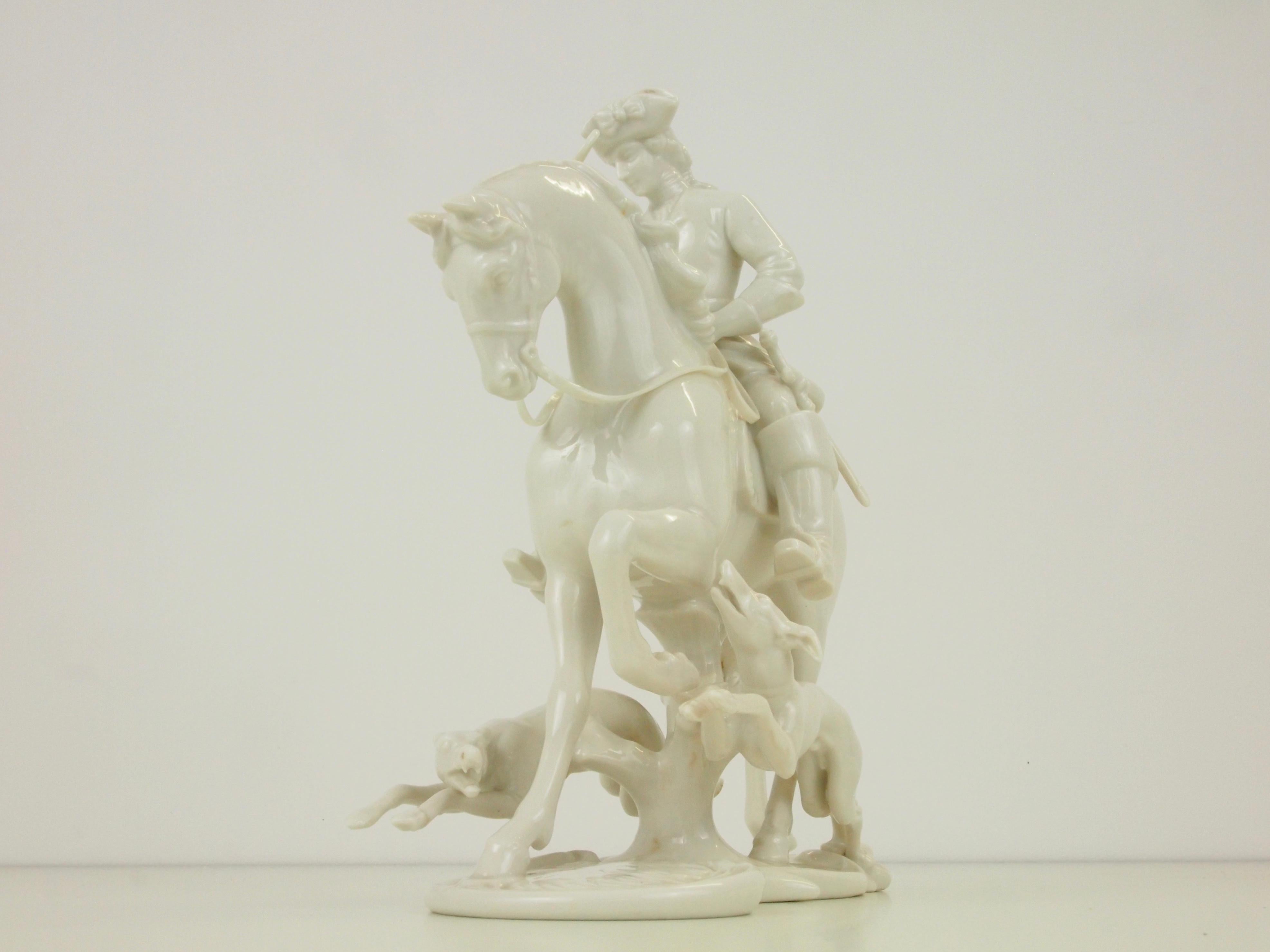 Nymphenburg Porcelain Figurine Depicting a Horse Rider in a Hunting Scene For Sale 8