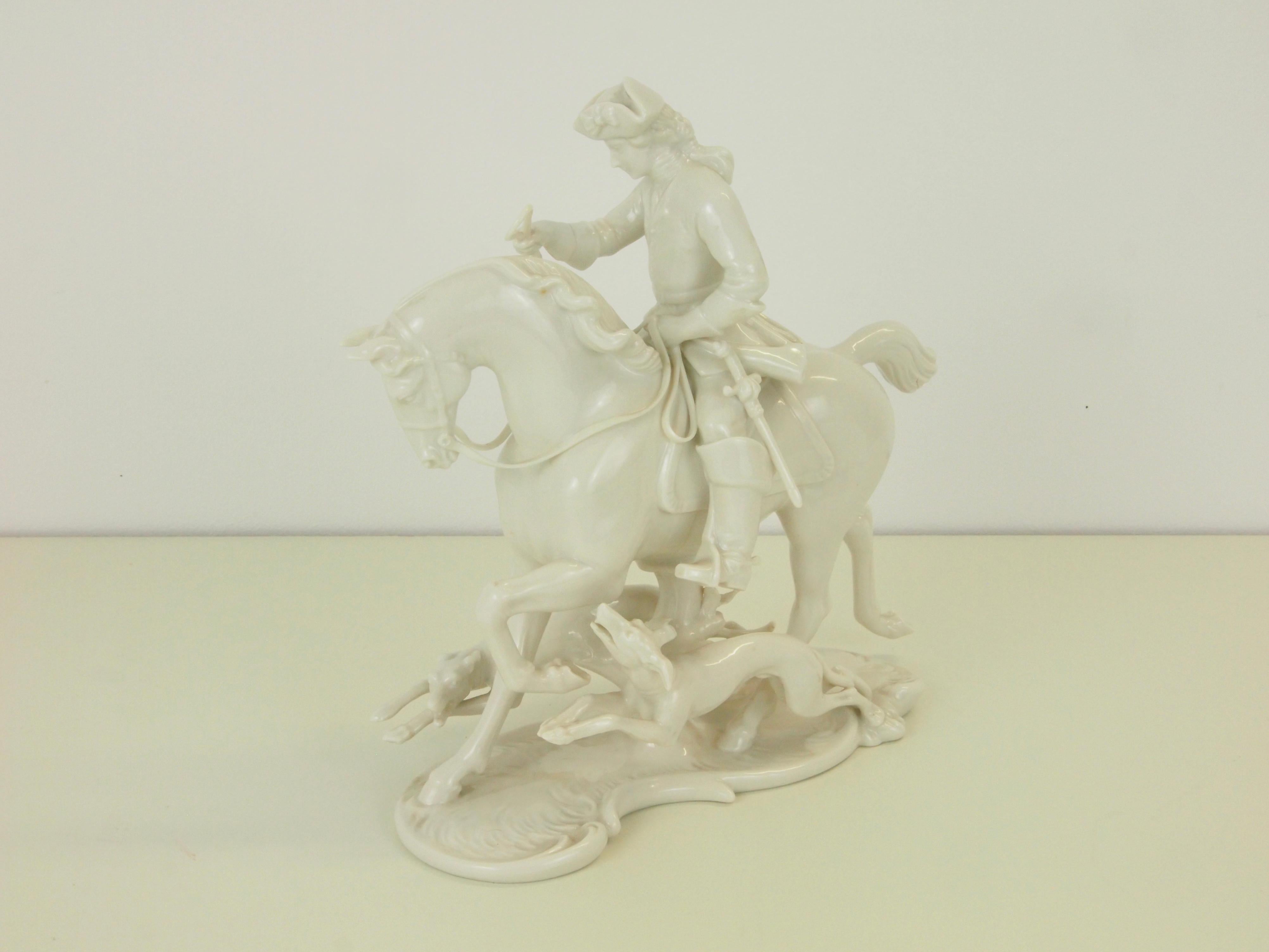 Nymphenburg Porcelain Figurine Depicting a Horse Rider in a Hunting Scene For Sale 9