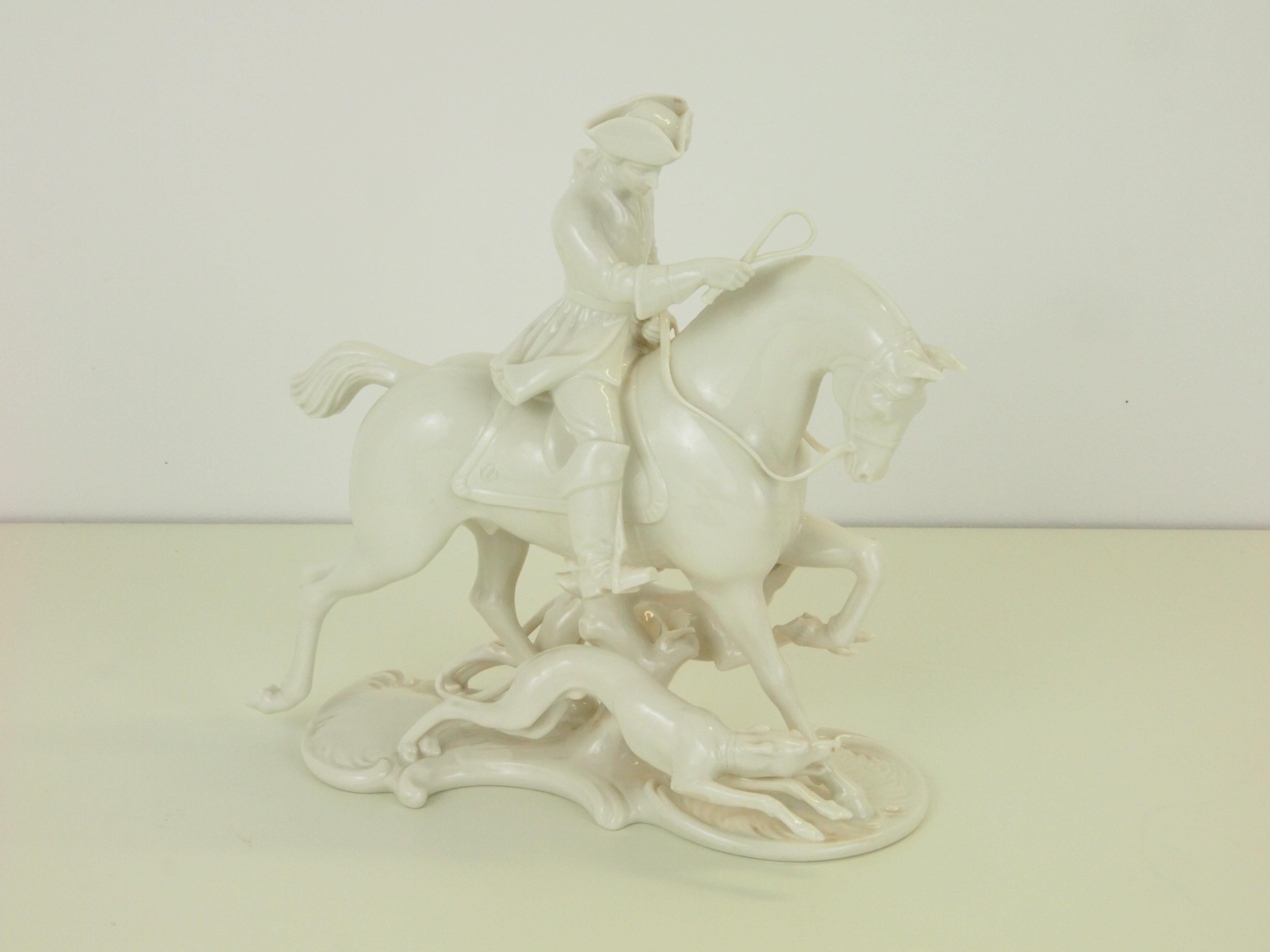 Nymphenburg Porcelain Figurine Depicting a Horse Rider in a Hunting Scene For Sale 10