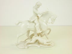 Nymphenburg Porcelain Figurine Depicting a Horse Rider in a Hunting Scene
