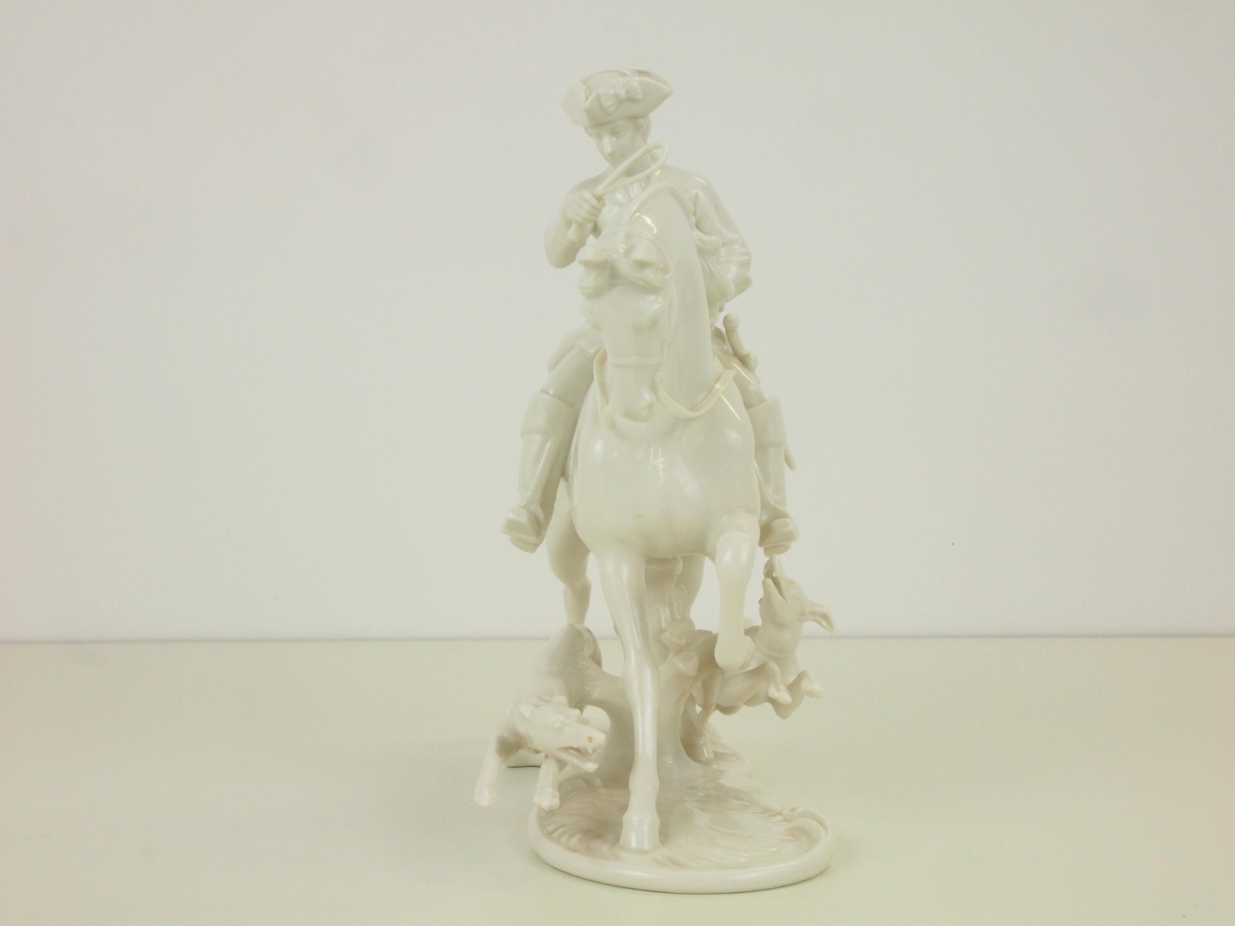 20th Century Nymphenburg Porcelain Figurine Depicting a Horse Rider in a Hunting Scene For Sale