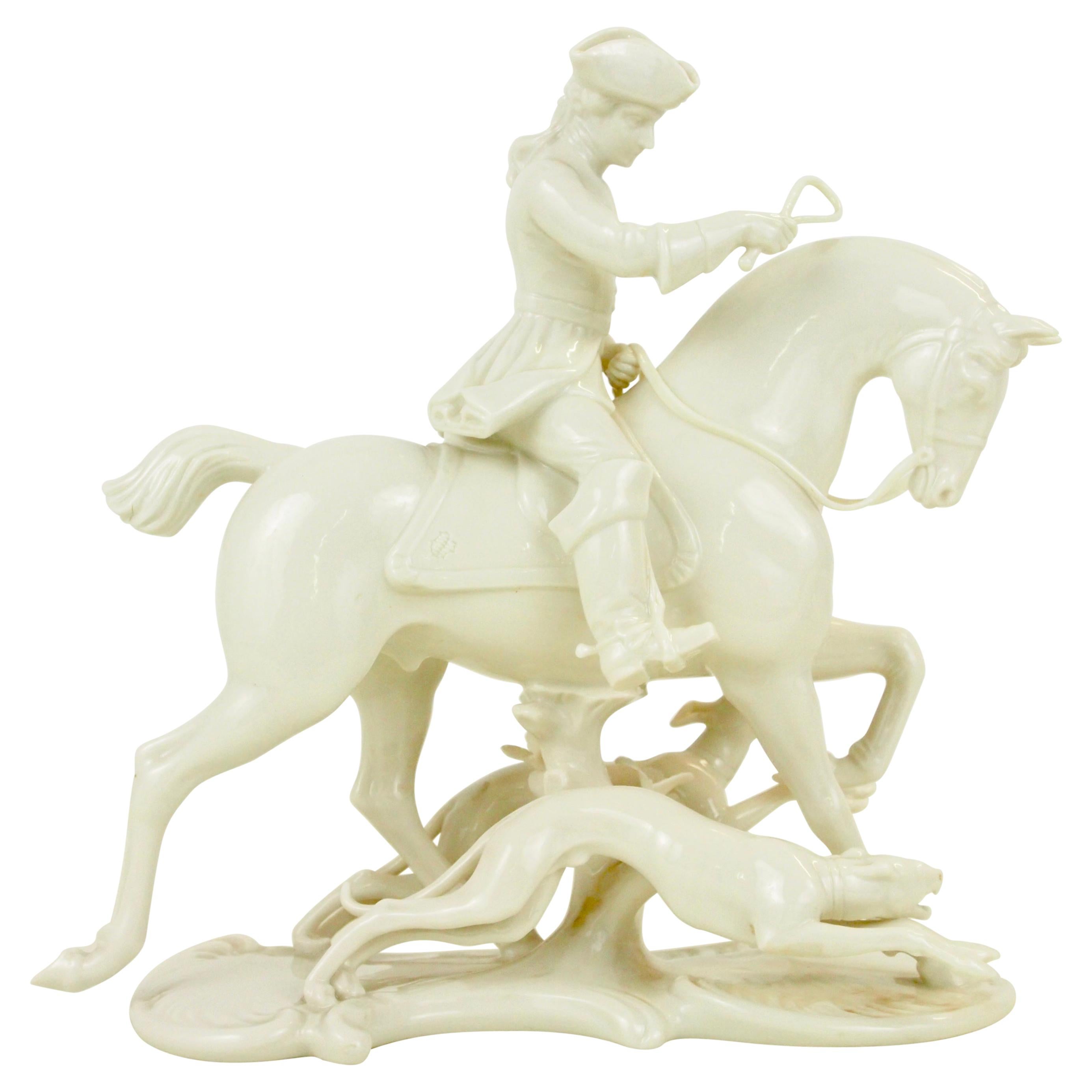 Nymphenburg Porcelain Figurine Depicting a Horse Rider in a Hunting Scene For Sale