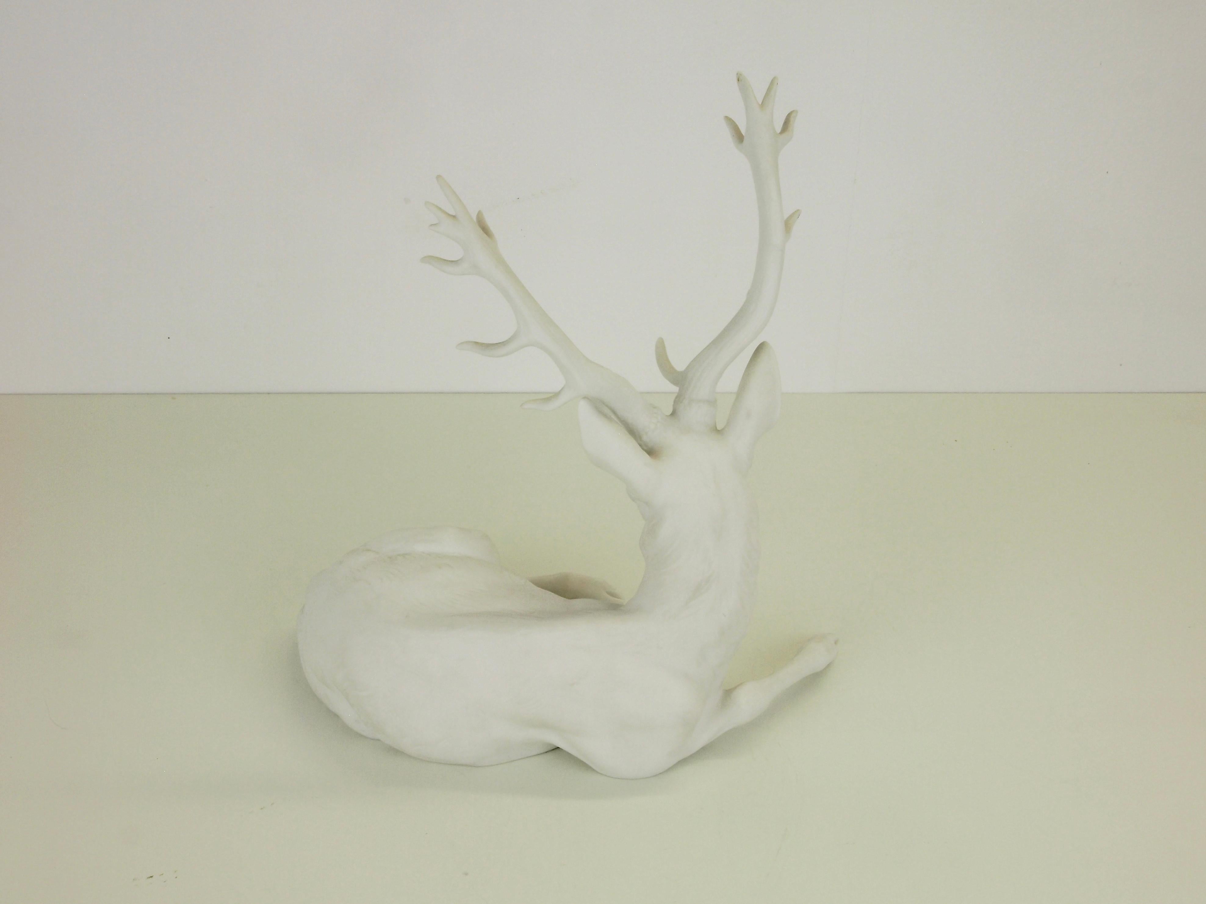 Contemporary Nymphenburg Porcelain Figurine Depicting a Red Deer