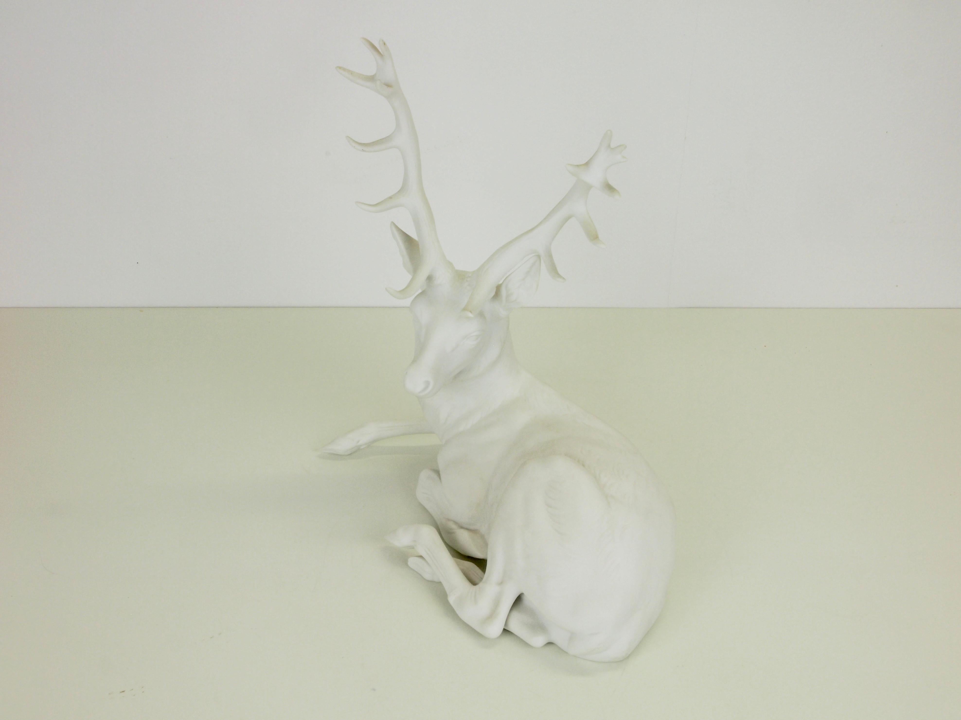 Molded Nymphenburg Porcelain Figurine Depicting a Red Deer