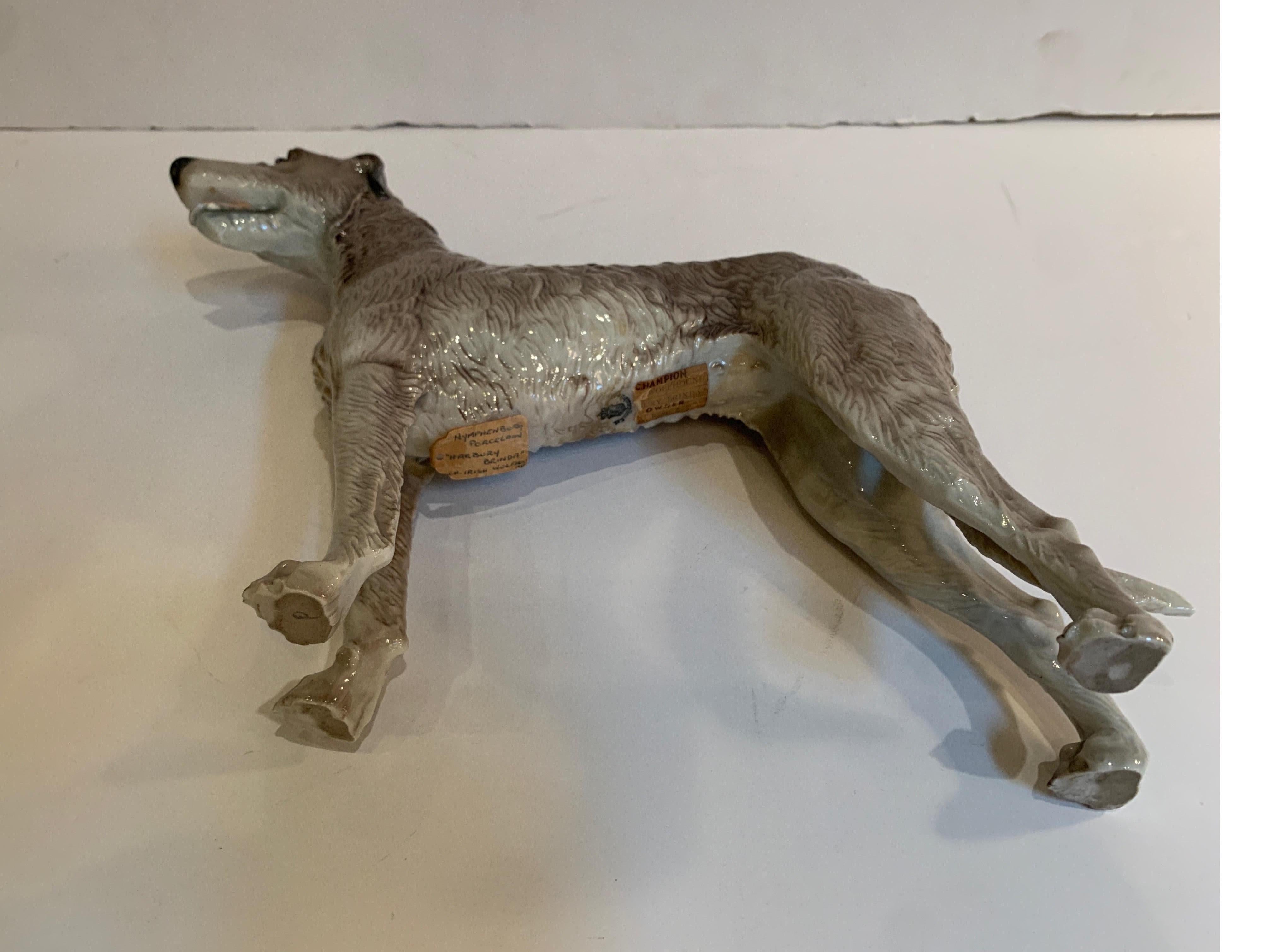 Late 19th Century Nymphenburg Porcelain Irish Wolfhound