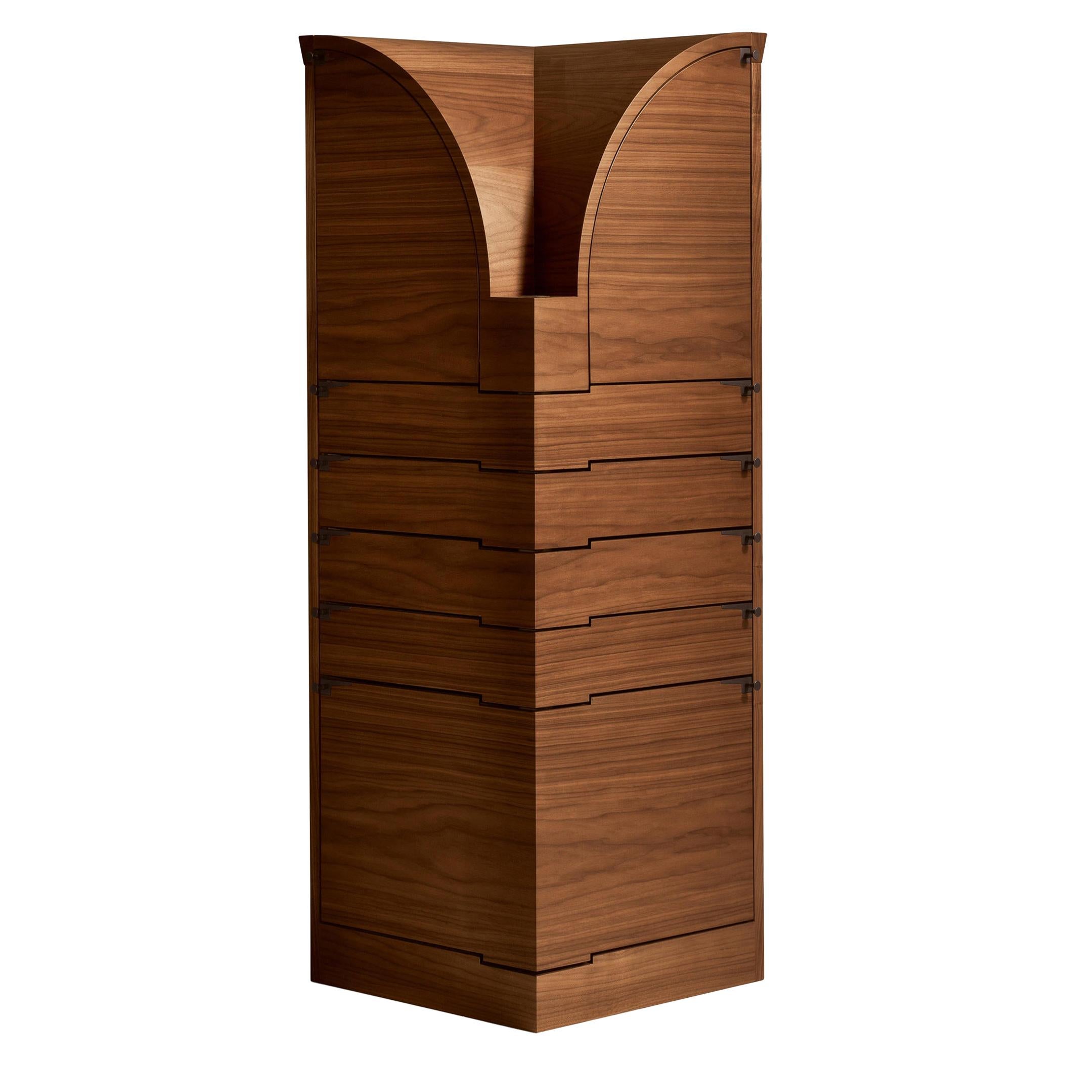 Nyn Corner Cabinet in Walnut by Chi Wing Lo