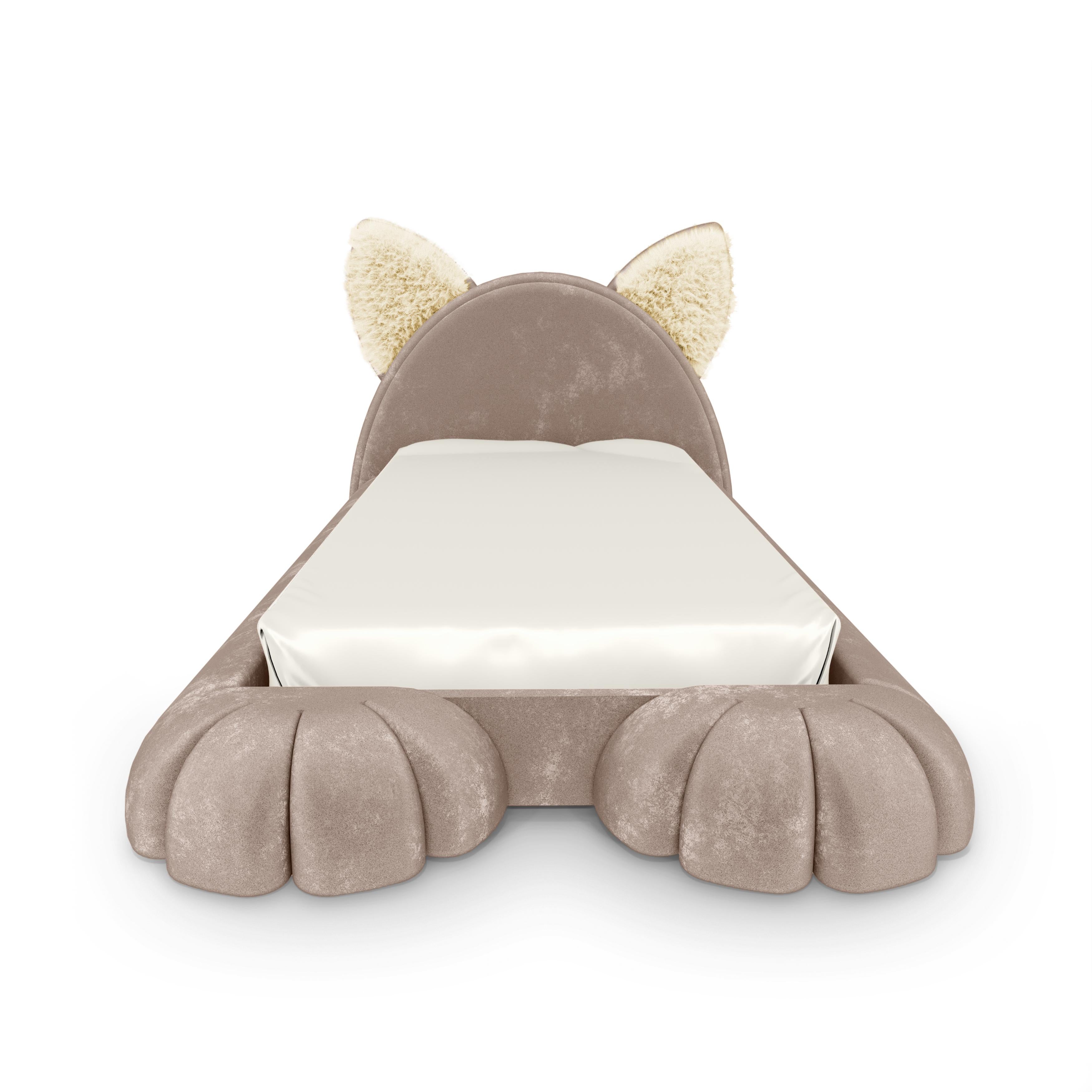 Tessuto Letto per bambini Nyra in velluto antracite - Mobili di lusso per bambini by MAGILORE in vendita