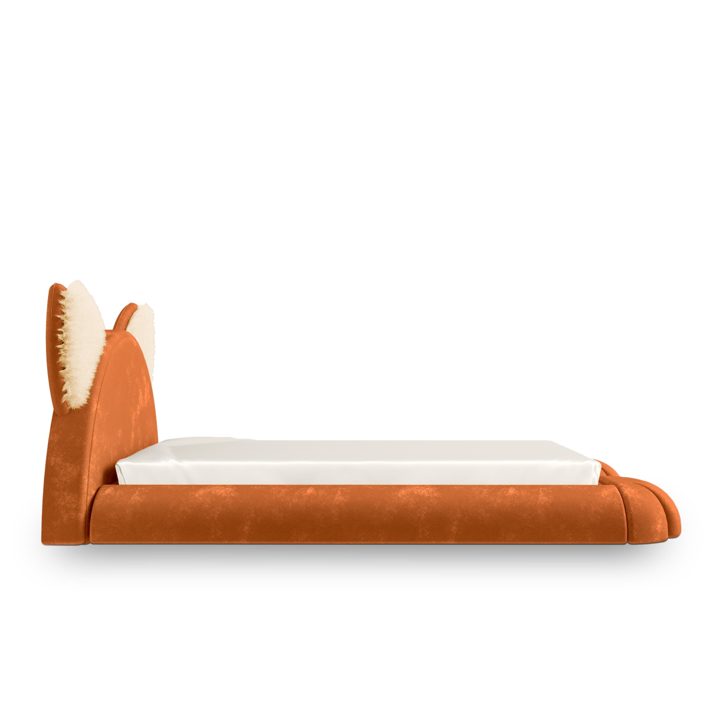 Moderno Letto per bambini Nyra Cat in velluto color mattone - Mobili di lusso per bambini di MAGILORE in vendita