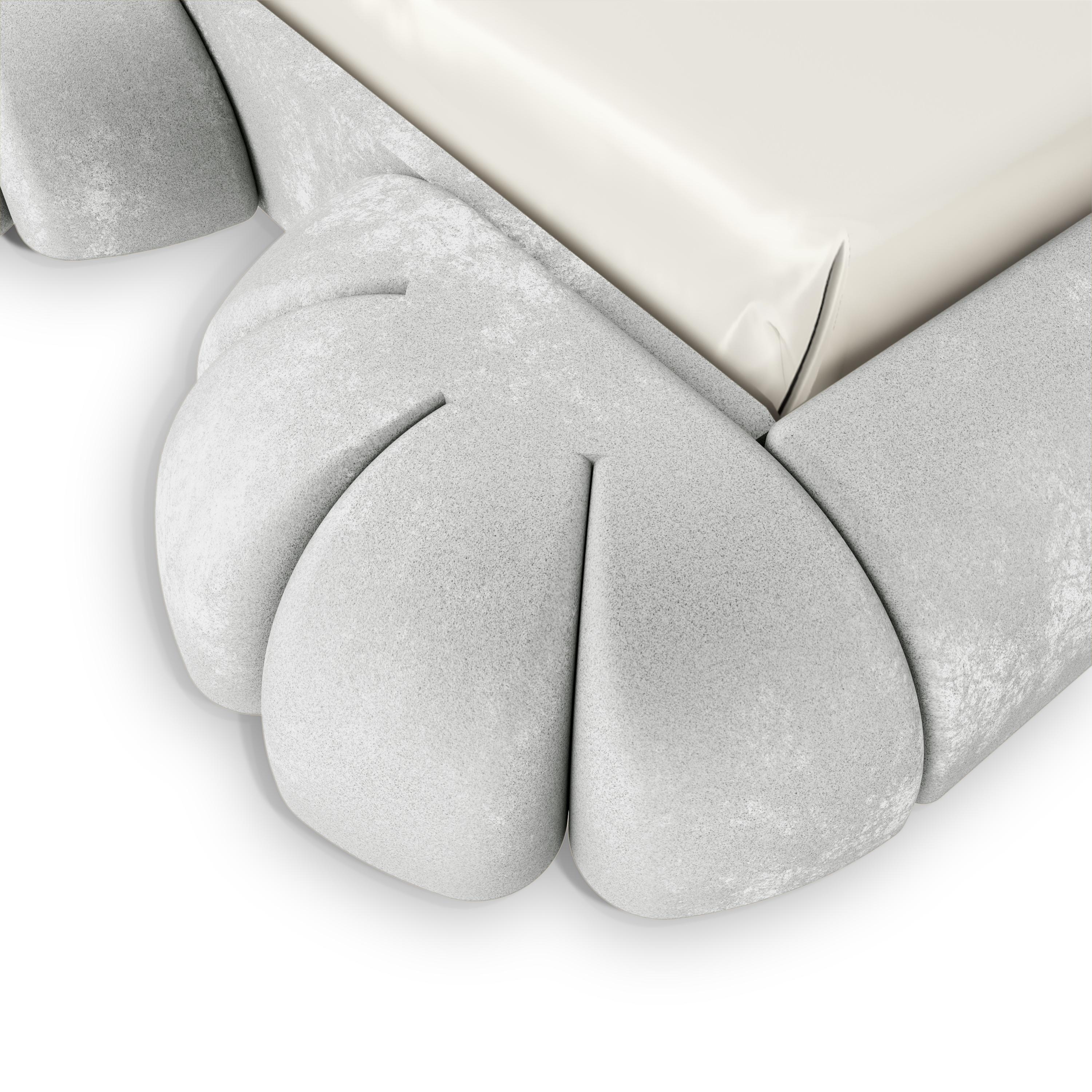 Portoghese Letto per bambini Nyra in velluto grigio chiaro - Mobili di lusso per bambini by MAGILORE in vendita