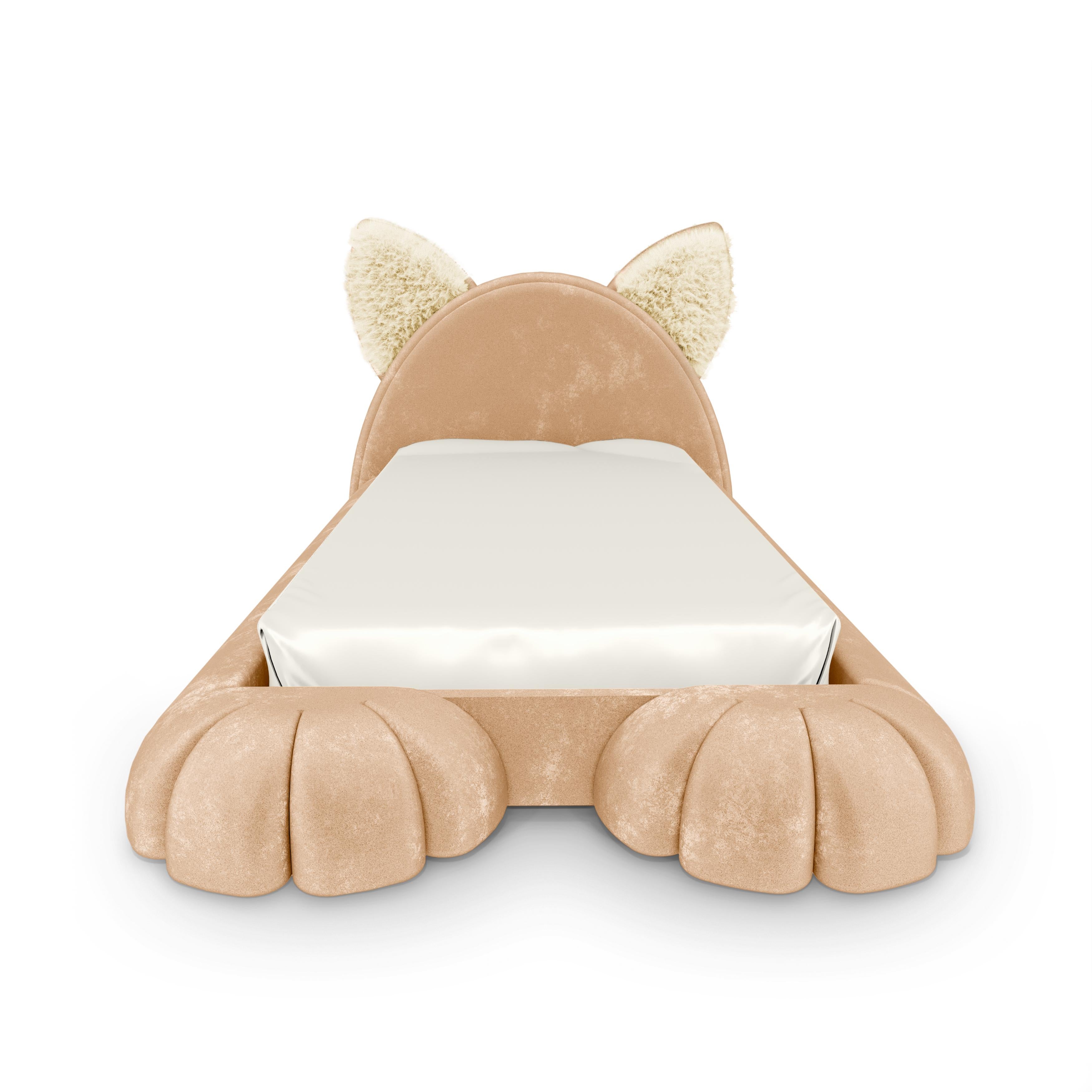 Tessuto Letto per bambini Nyra in velluto grigio chiaro - Mobili di lusso per bambini by MAGILORE in vendita