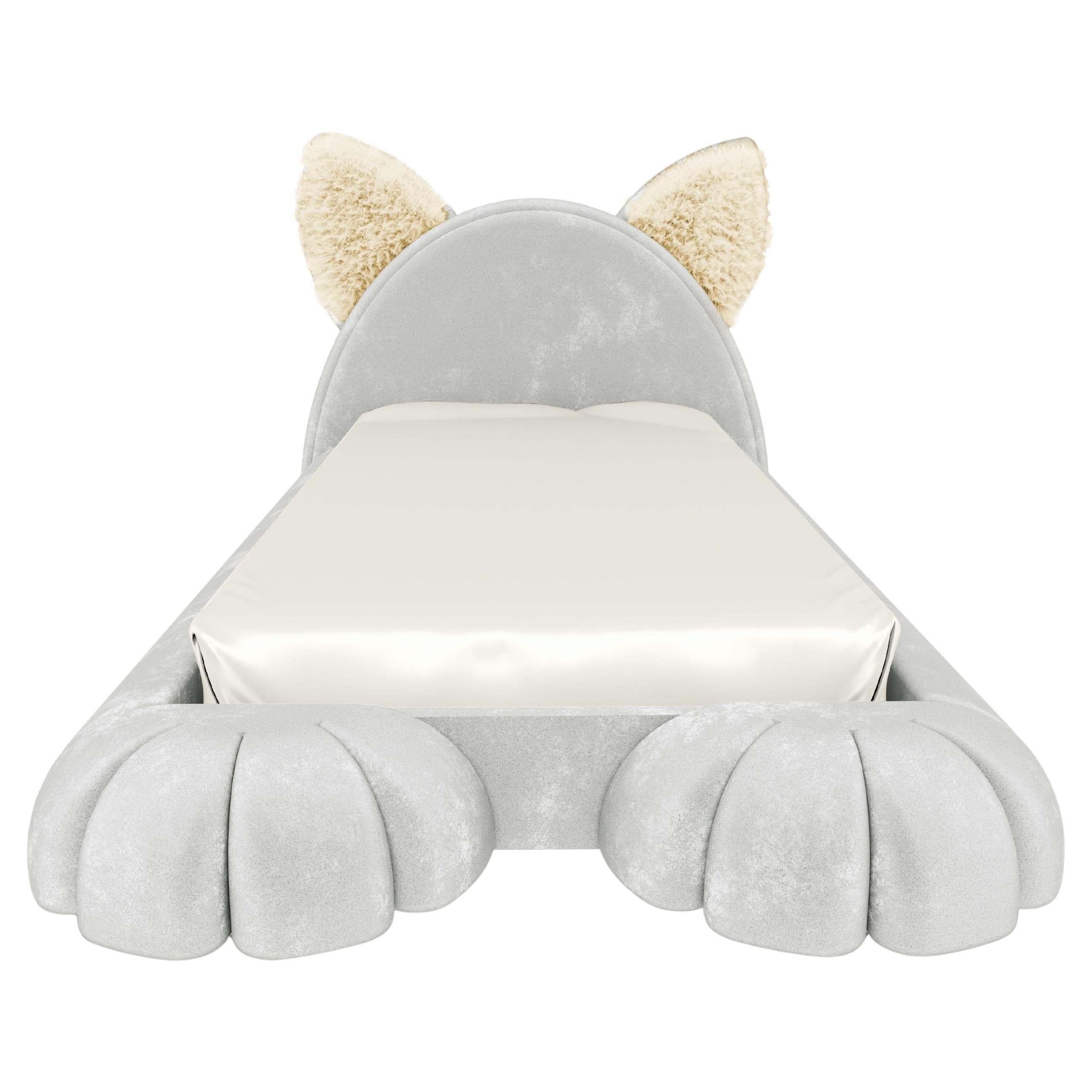 Letto per bambini Nyra in velluto grigio chiaro - Mobili di lusso per bambini by MAGILORE