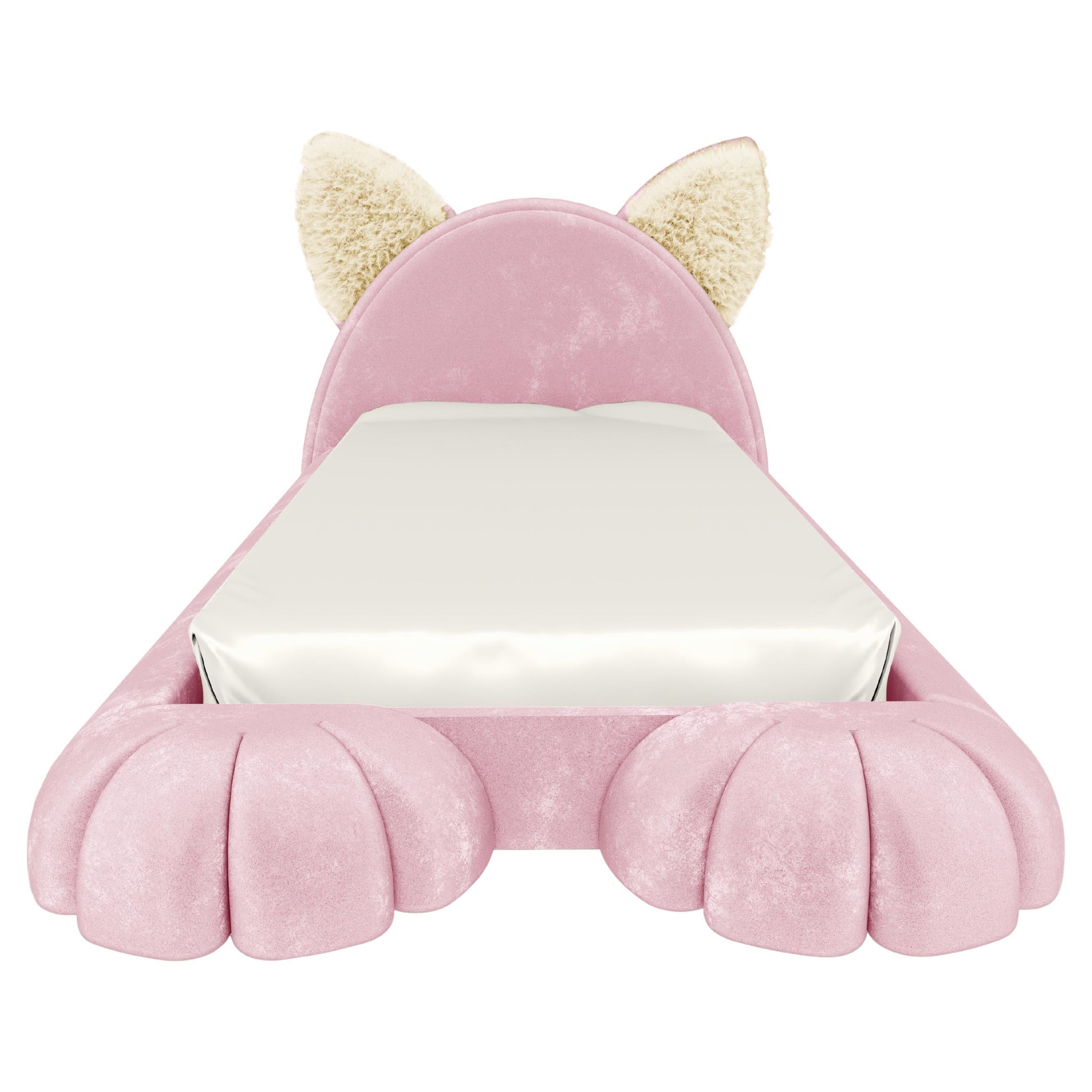 Letto per bambini Nyra in velluto rosa - Mobili di lusso per bambini di MAGILORE