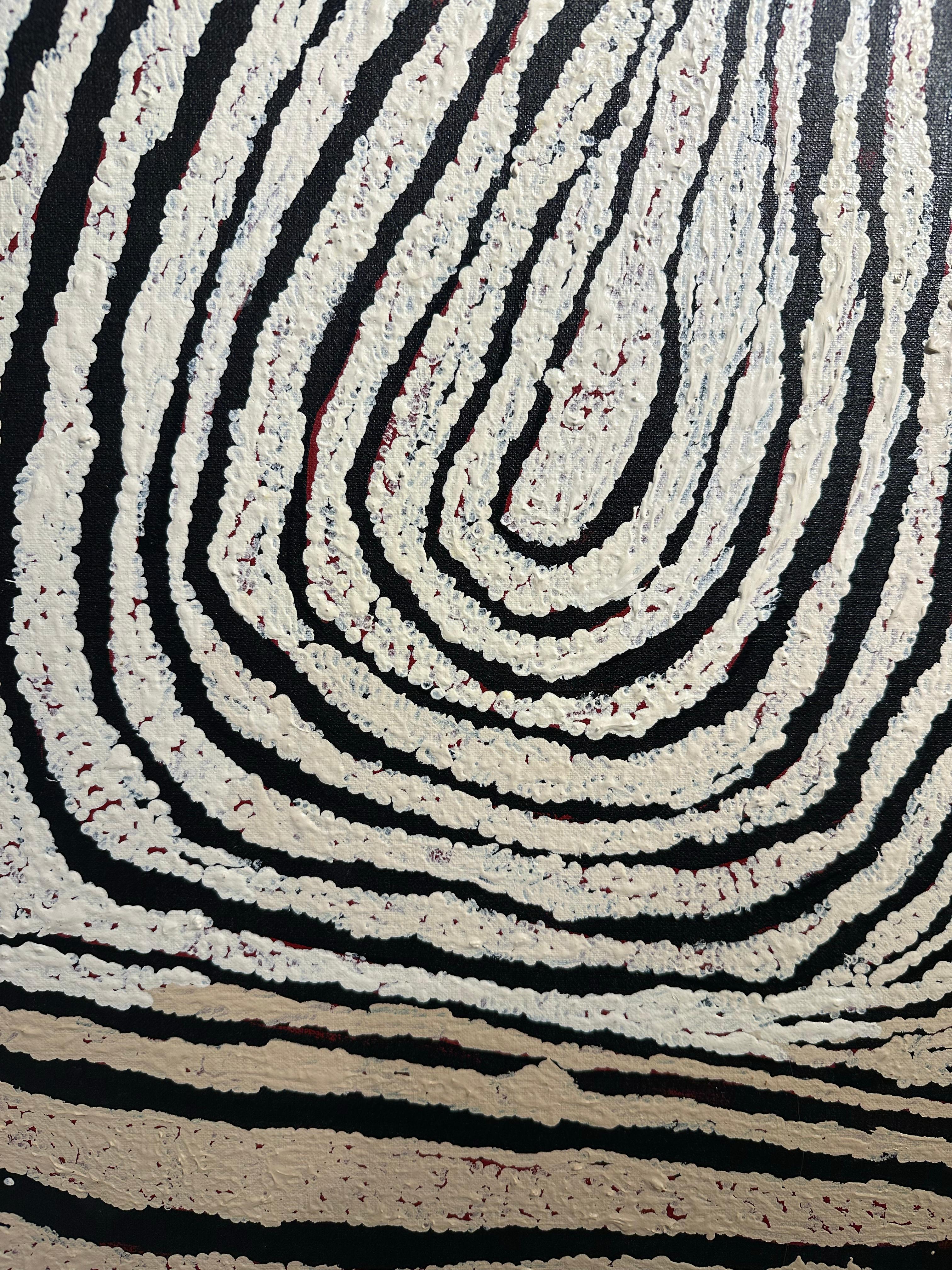Nyurapayia Nampitjinpa (Mrs. Bennett)  „Tjalili“ 102x122cm – 2005 Aborigine-Kunst der Aborigines (Zeitgenössisch), Painting, von Nyurapayia Nampitjinpa (Mrs Bennett) 