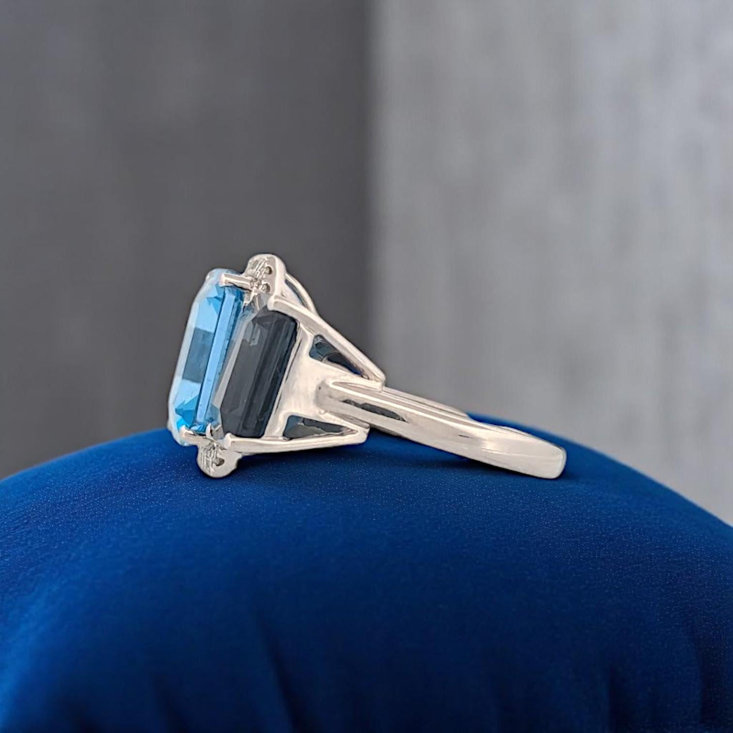 Nyx 14K White Gold Blue Topaz & Diamond Ring – 12.30ct Topaz, .37ct Diamonds en Nuevo estado para la venta en Greeneville, TN