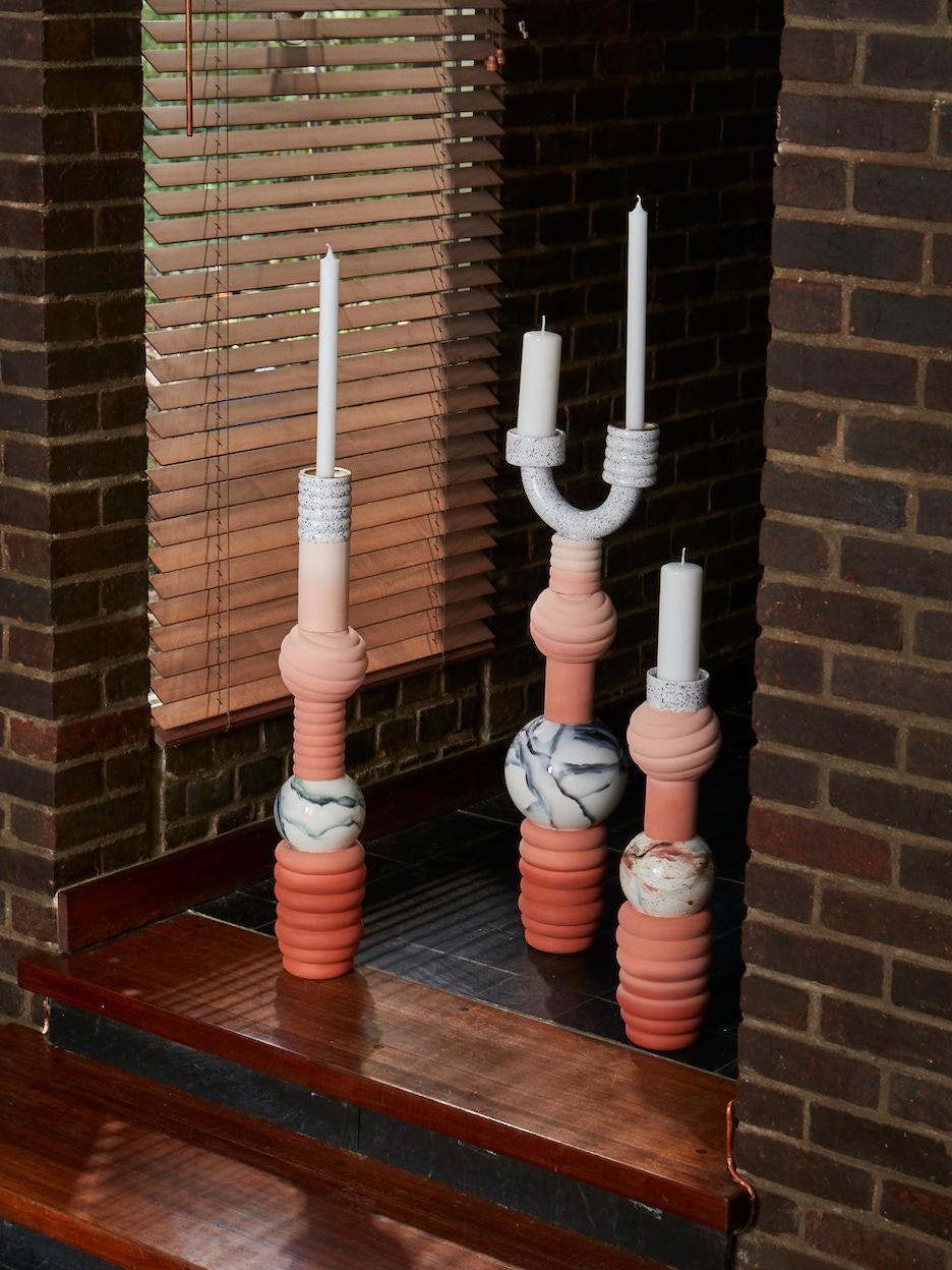 Playing with tradition Villa Arev’s Candalabras are a remake of French church’s and family houses’ imposing candelabras. Those exclusive pieces created for French Cliché bring a contemporary approach of ceremonial into our homes as the burning