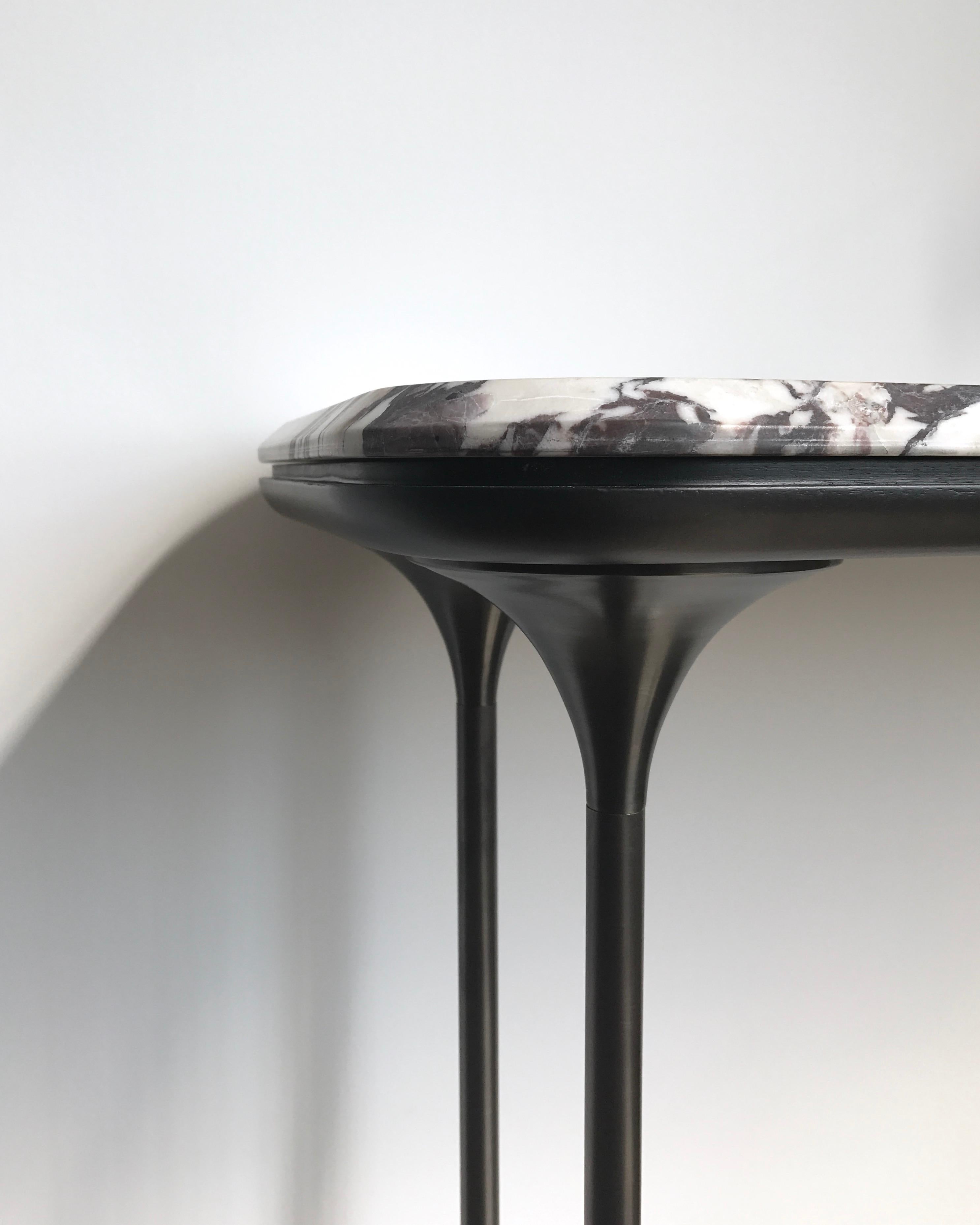 Modern NYX Console - Wall Mounted, Marble, Walnut and Patinated Brass