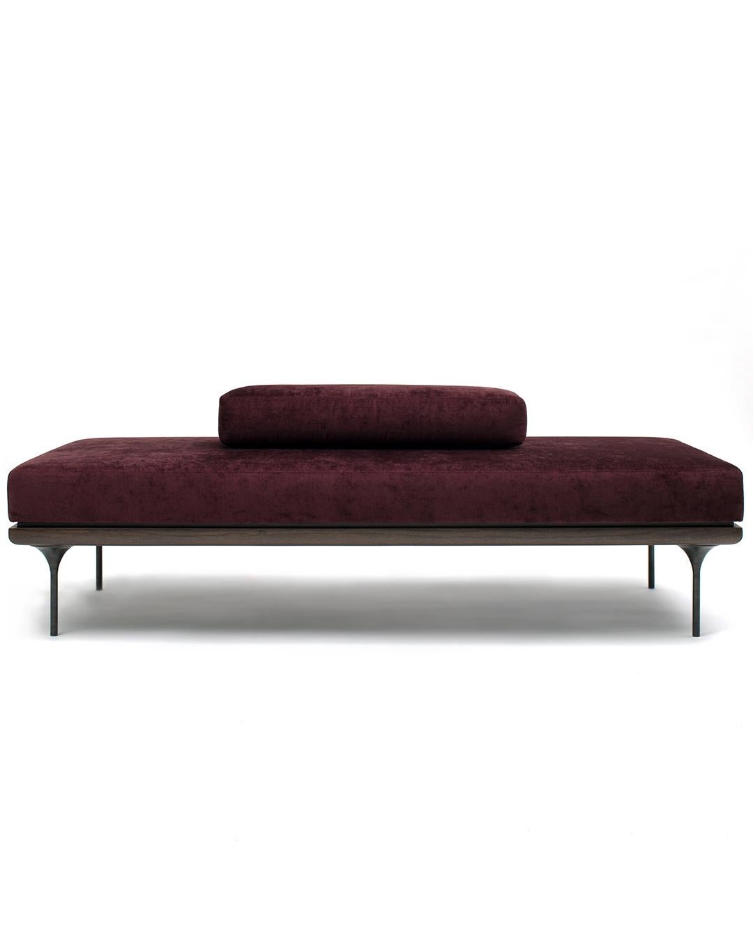 Modern NYX Daybed - walnut, wool & blackened steel For Sale