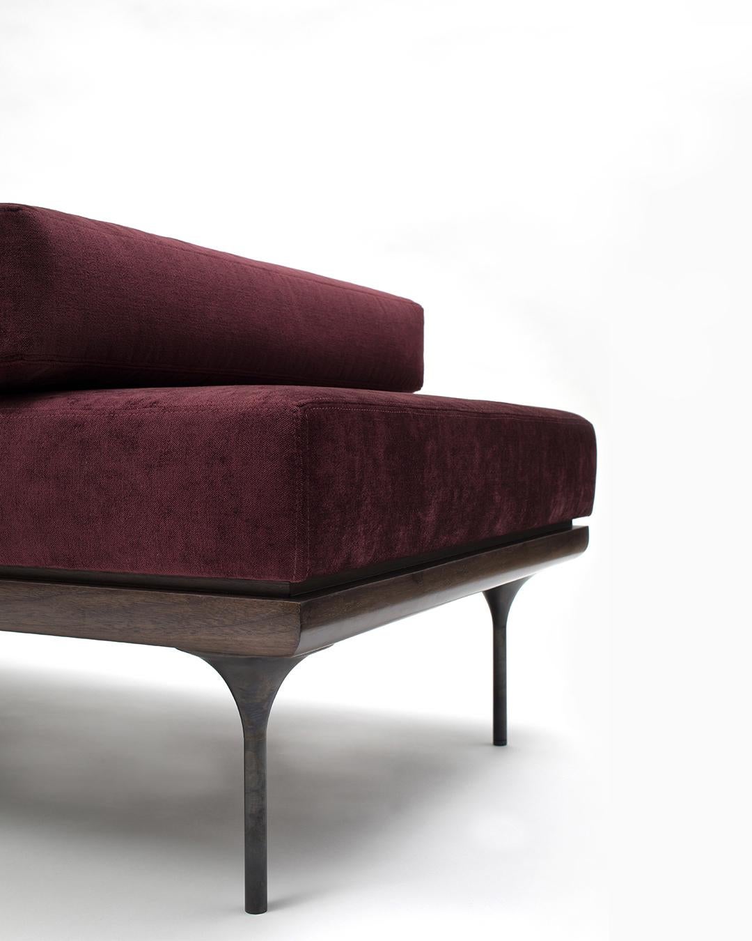 American NYX Daybed - walnut, wool & blackened steel For Sale