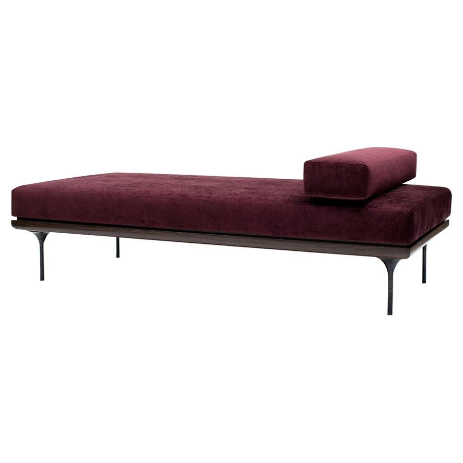 NYX Daybed - walnut, wool & blackened steel For Sale