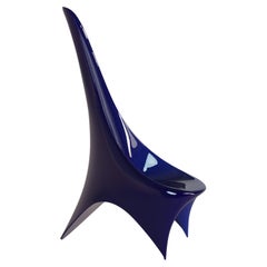 "Nyx" Contemporary blue painted fiberglass lounge chair 