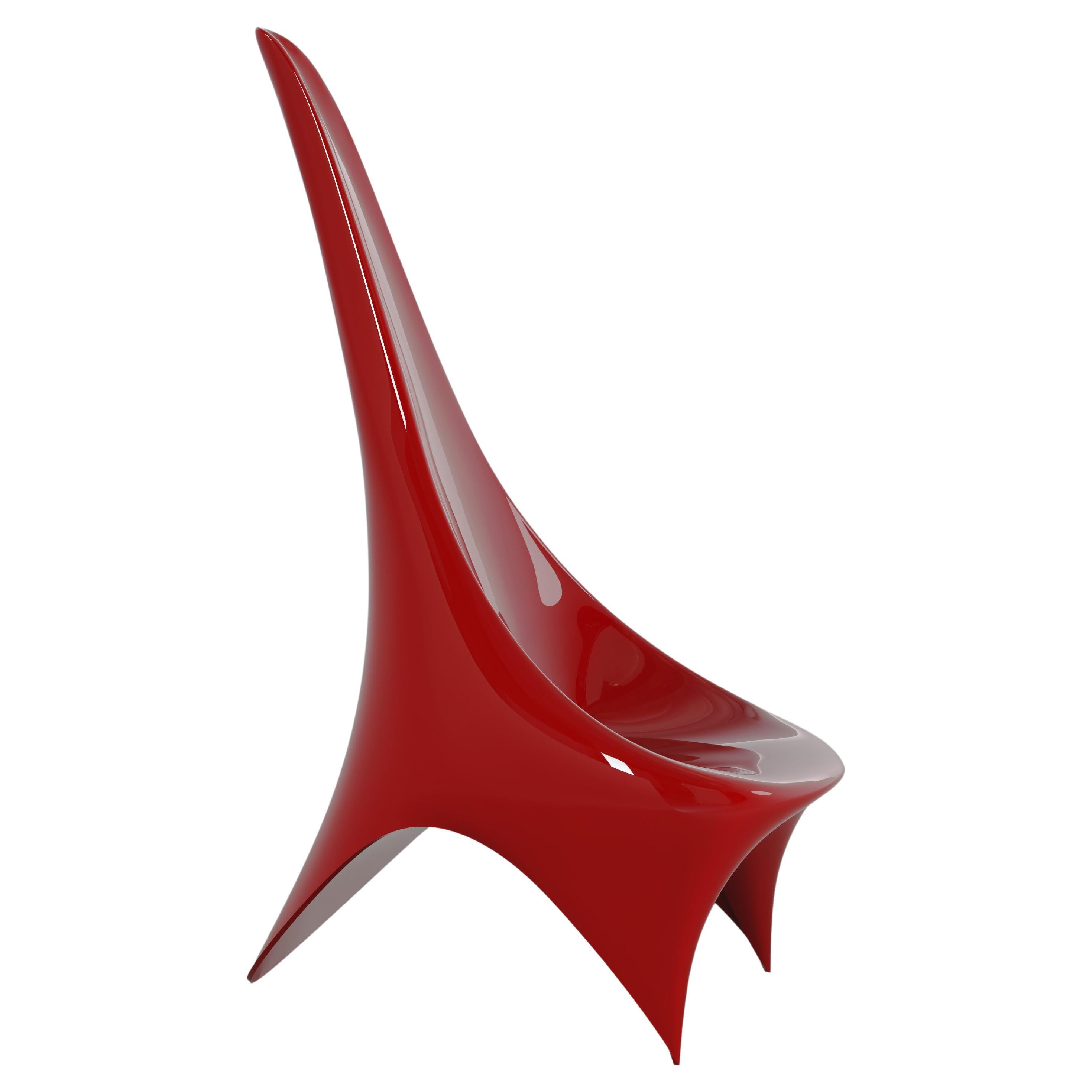 "Nyx" Zeitgenössischer rot lackierter Sessel aus Fiberglas