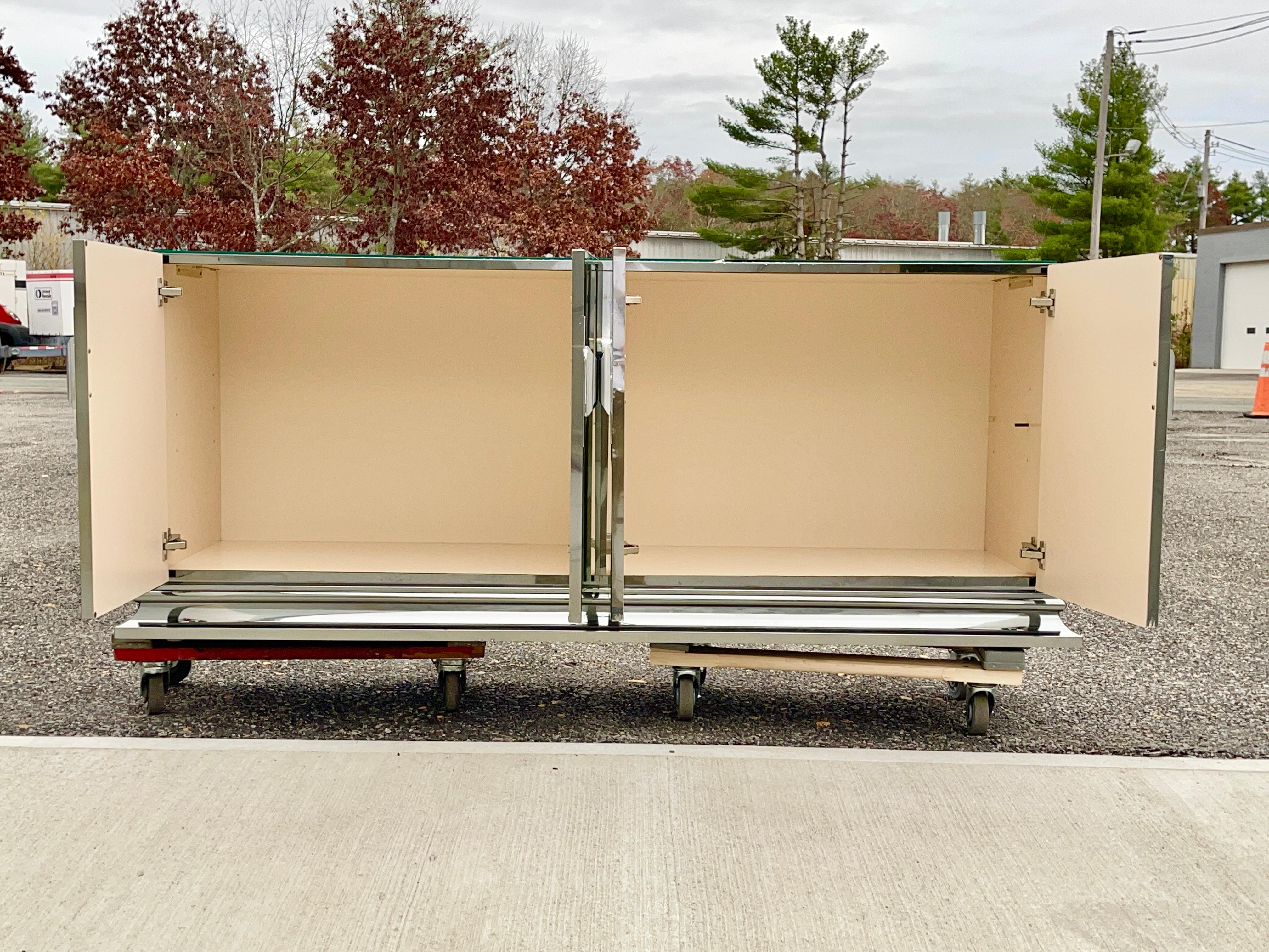 Polished O. B. Solie for Ello 4 Door Mirrored Sideboard For Sale