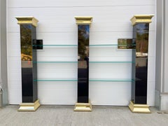 O. I. B. Solie for Ello Three Column Glass & Mirror Shelving Unit (étagère à trois colonnes en verre et en miroir)