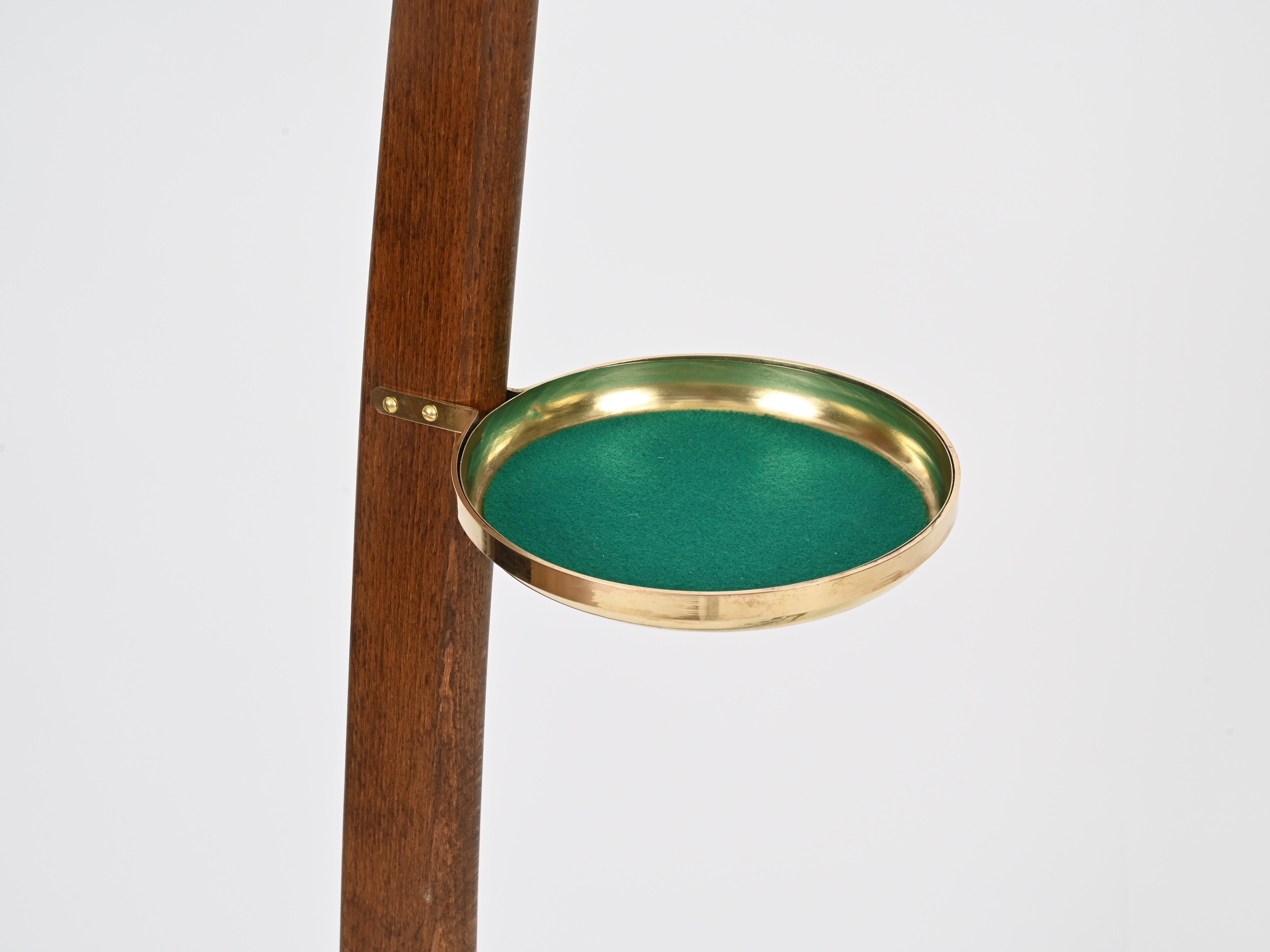 O. Borsani Lampada da terra scultorea con tavolo in noce e ottone, Cocoon, Italia 1950 3