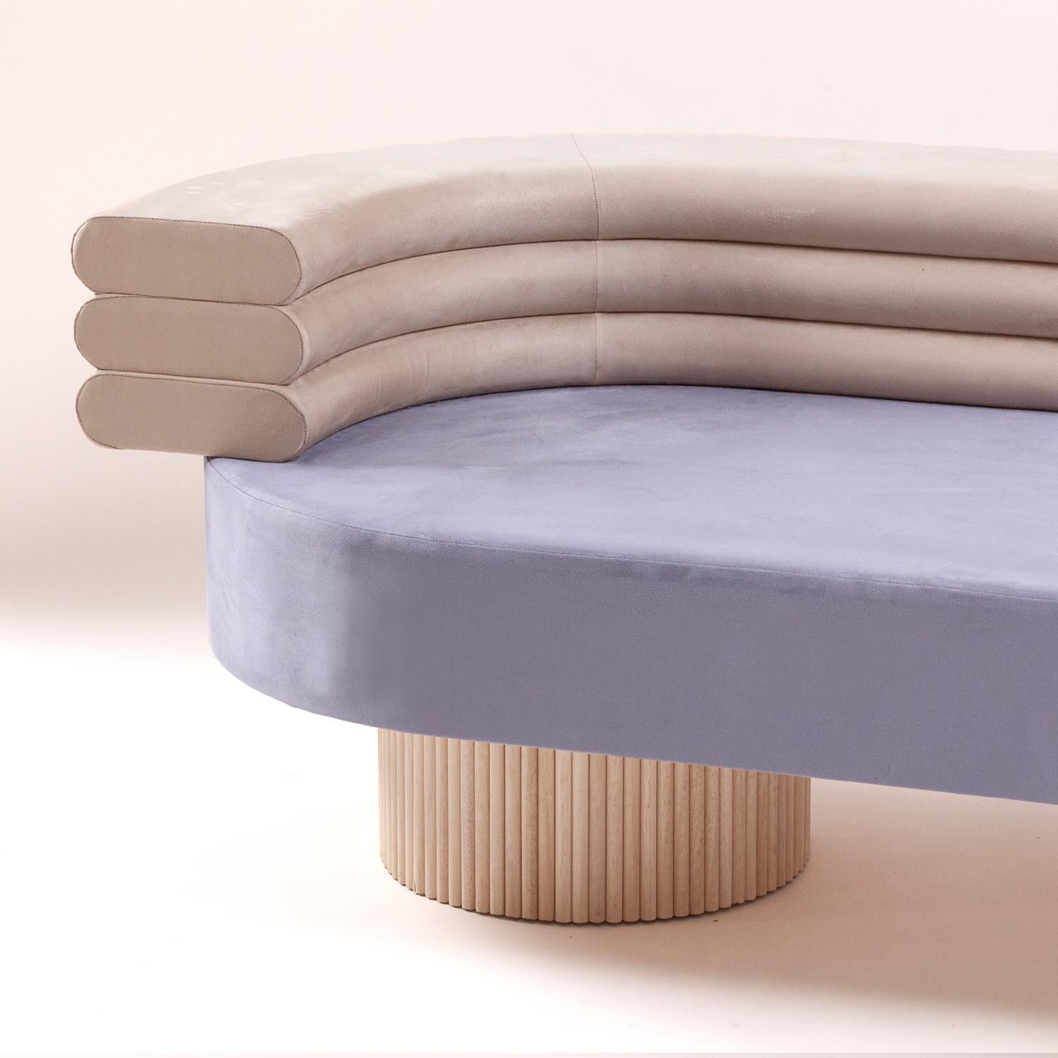 Part of the O collection designed by Jacobsroom Studio, Rome, this limited edition two-tone chaise longue draws inspiration from the sweeping architecture of arches and from the sensations kindled by the natural spectacle of hot springs