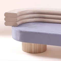 O Chaise Longue Contemporary Minimal Limited Edition in Sand and Light Indigo