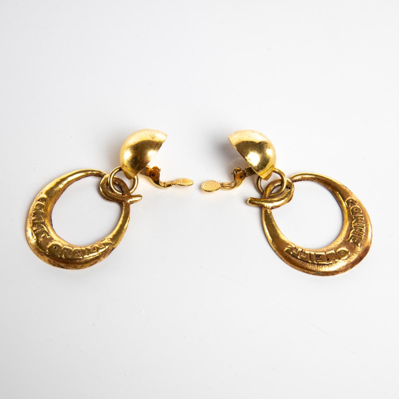 French O Comme Oreille, Pair of Earrings in Gilded Bronze, Line Vautrin 'France'