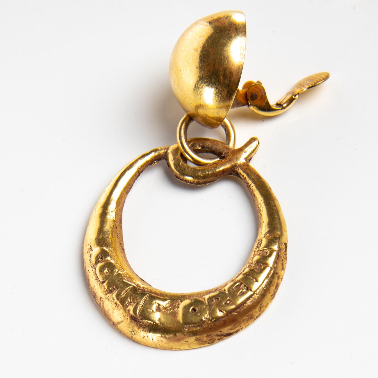 Gilt O Comme Oreille, Pair of Earrings in Gilded Bronze, Line Vautrin 'France'