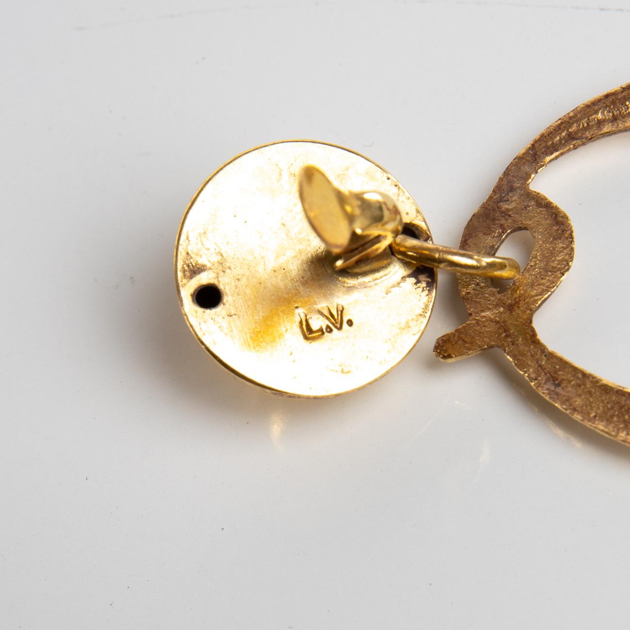 O Comme Oreille, Pair of Earrings in Gilded Bronze, Line Vautrin 'France' 1